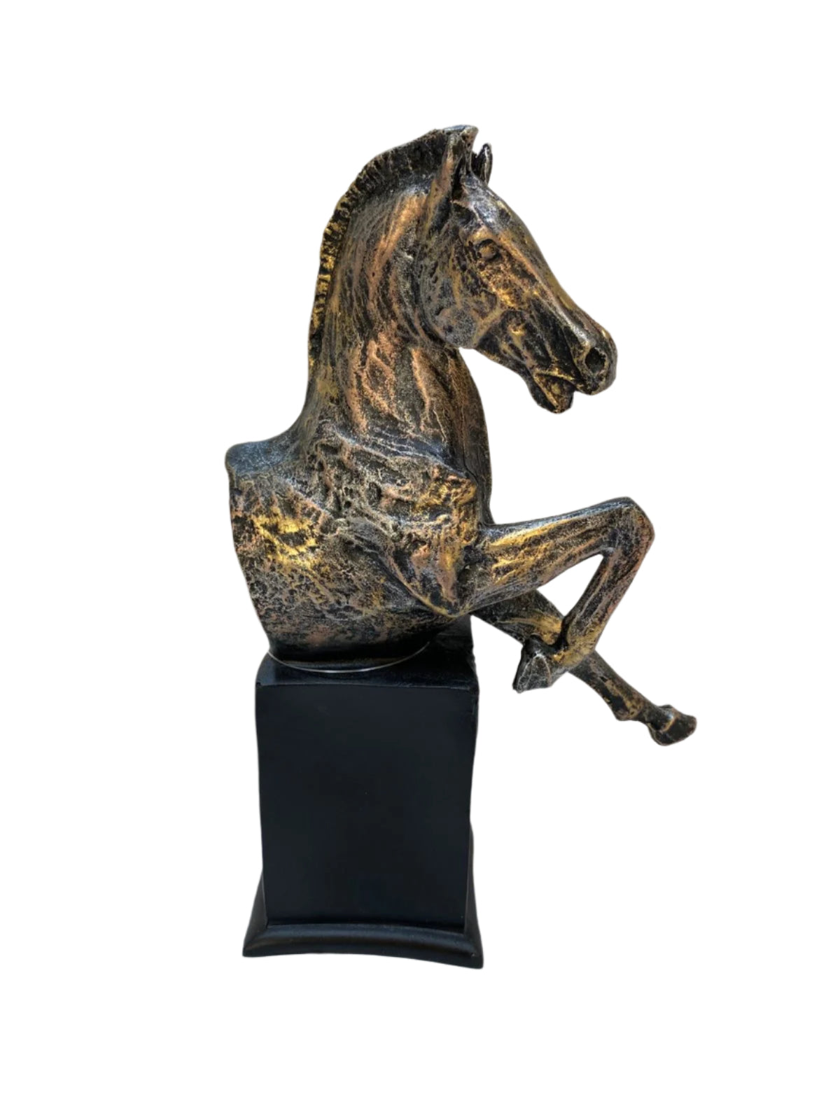 Premium Quality Horse Animal Showpiece Reared Style On Stand Tamrapatra