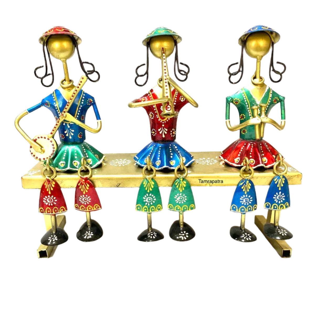 3 Dolls Sitting On Bench Stunning Metal Artwork Creations From Tamrapatra