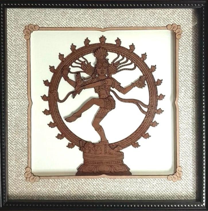 Natraj God Shiva "The Divine Cosmic Dancer" Wooden Art Wall Frame By Tamrapatra