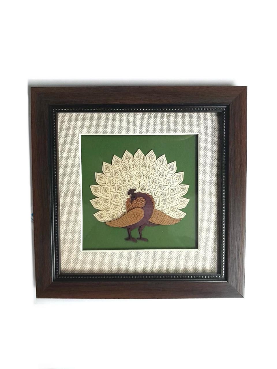 Beautiful Bird Themed Peacock Handpicked Wooden Art Frames Gifts By Tamrapatra