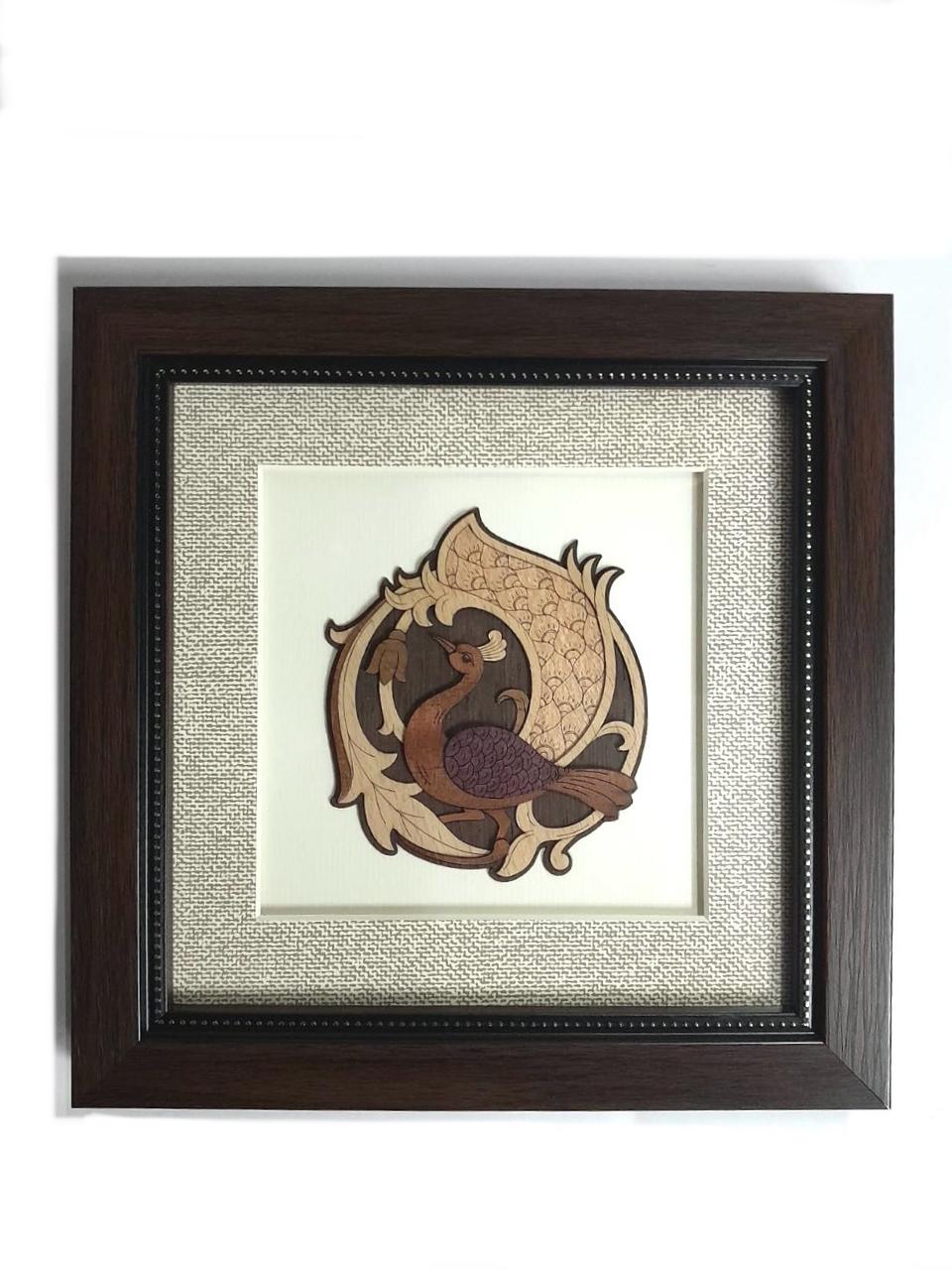 Vibrant Peacock Themed Wall Frame Handcrafted Wooden Creation By Tamrapatra