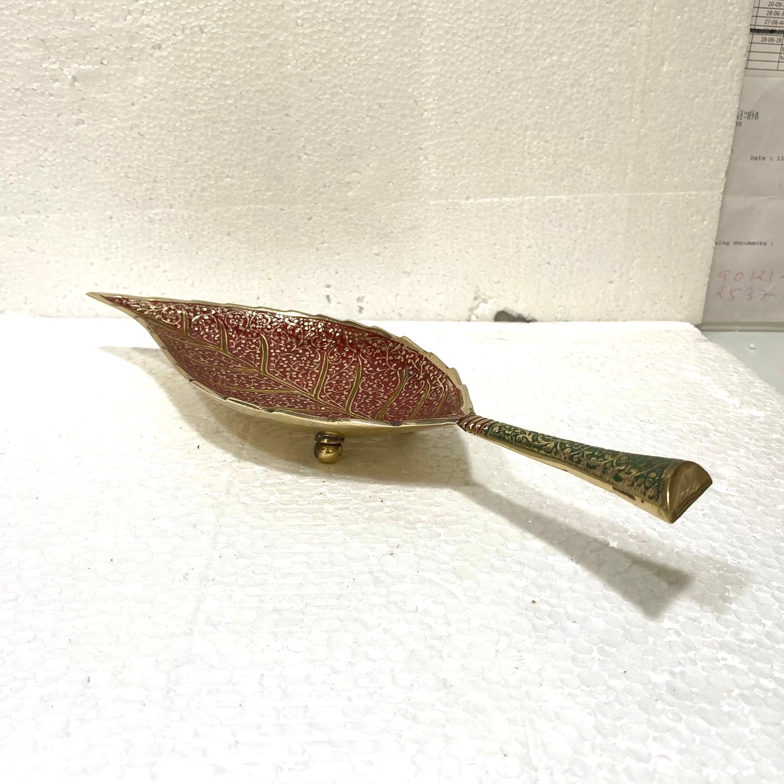 Serving Leaf Platter Brass Royal Design With Indian Craftsmanship Tamrapatra