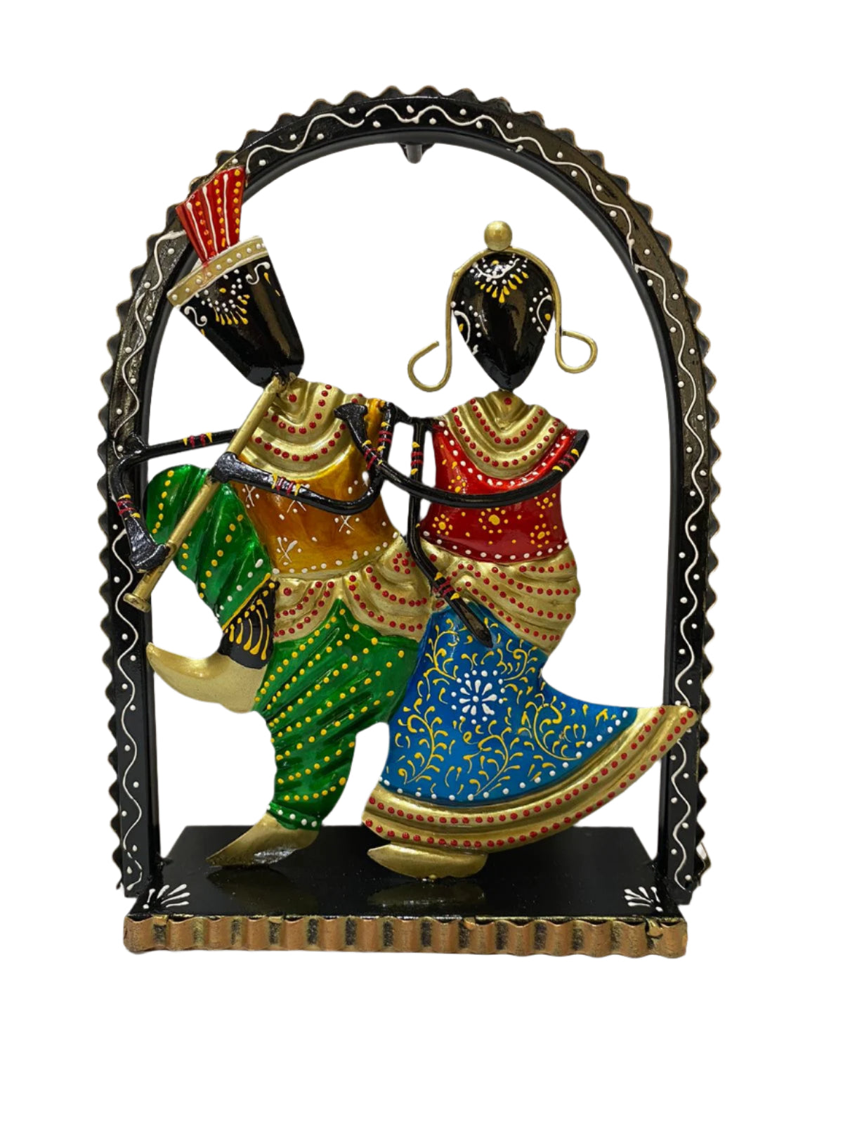 Metal Decorative Radha Krishna Handcrafted Colorful Showpiece By Tamrapatra - Tamrapatra