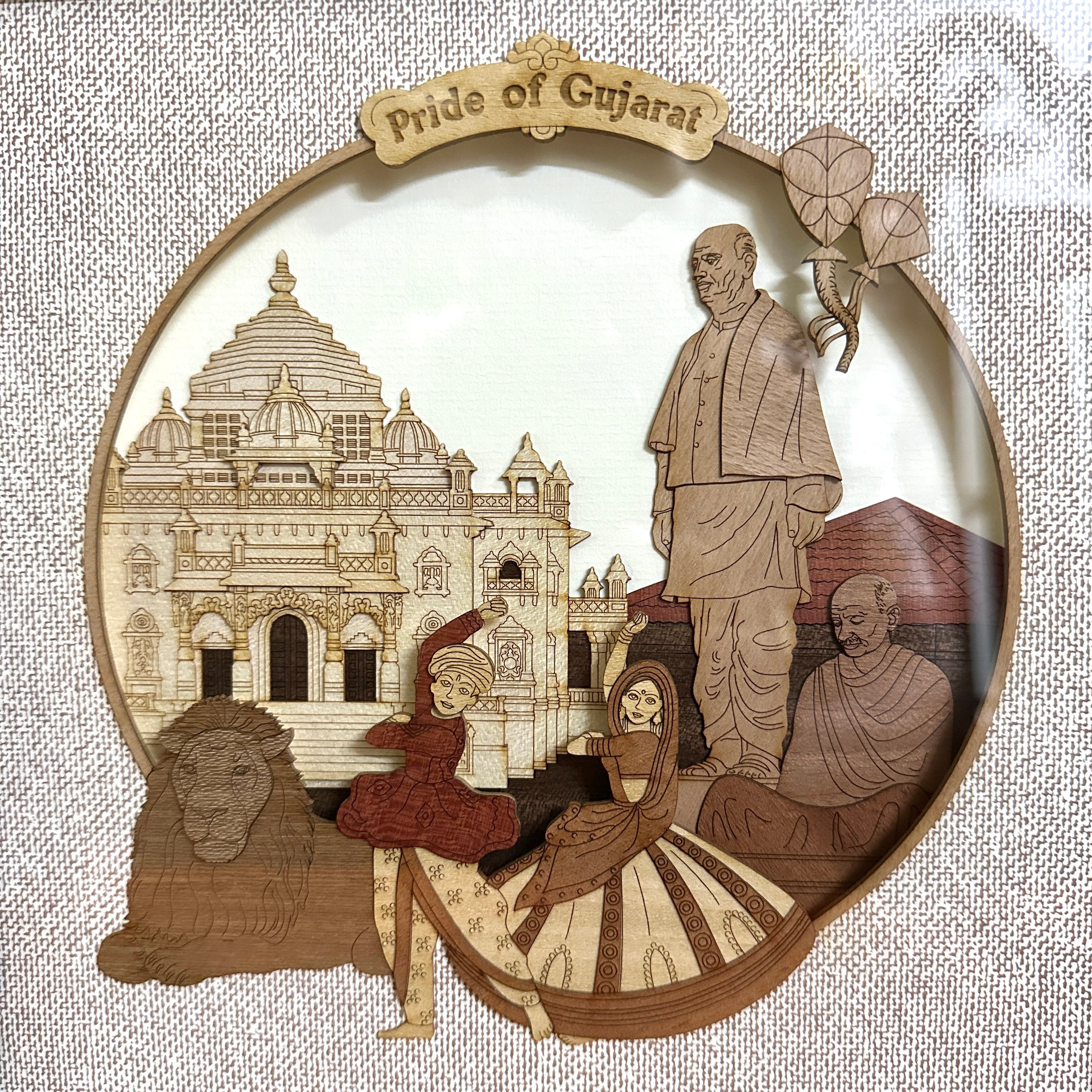 Pride Of Gujarat Wooden Art Frame Famous Souvenir Corporate Tamrapatra