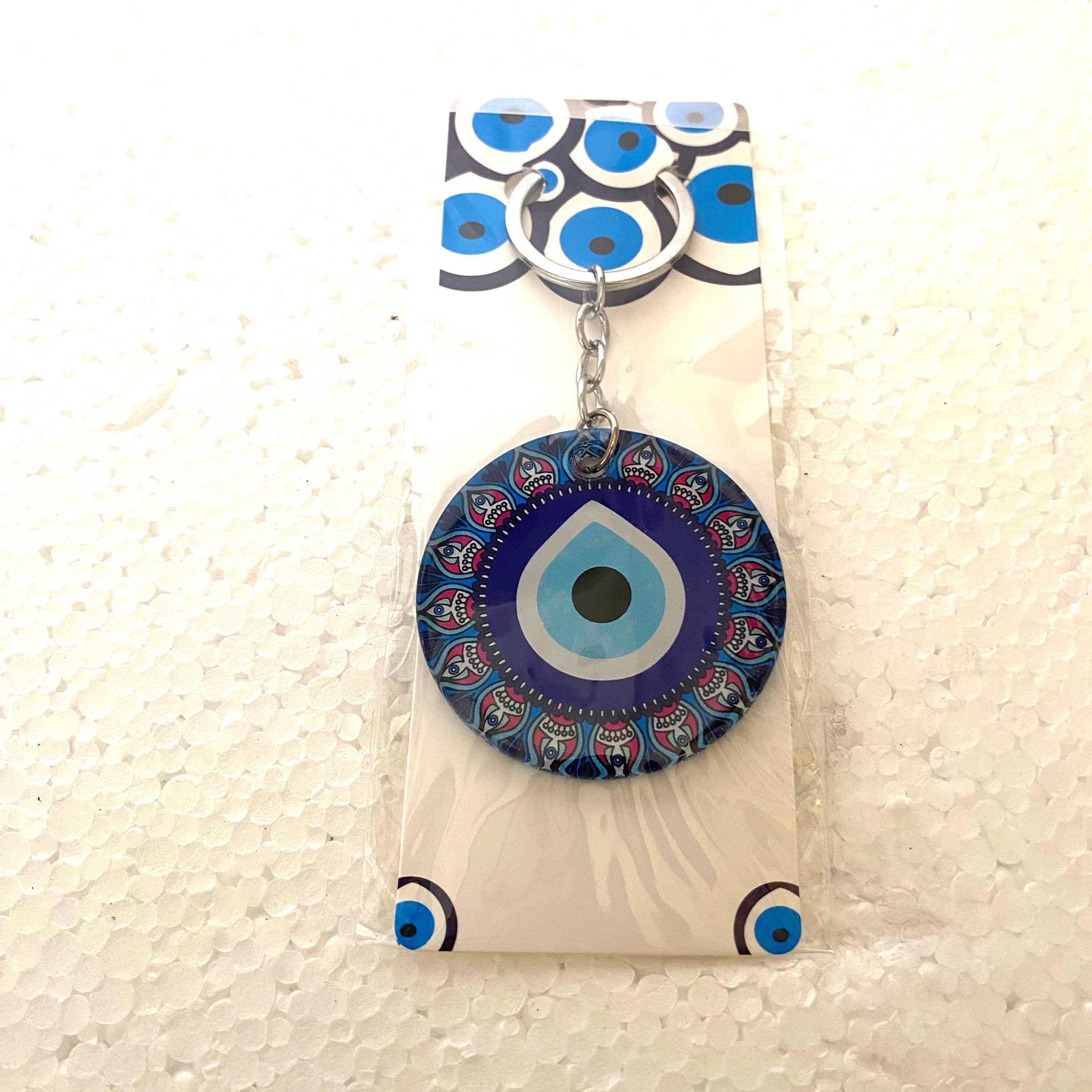 Round Evil Eye Keychains In Various Designs Handmade Gifts By Tamrapatra