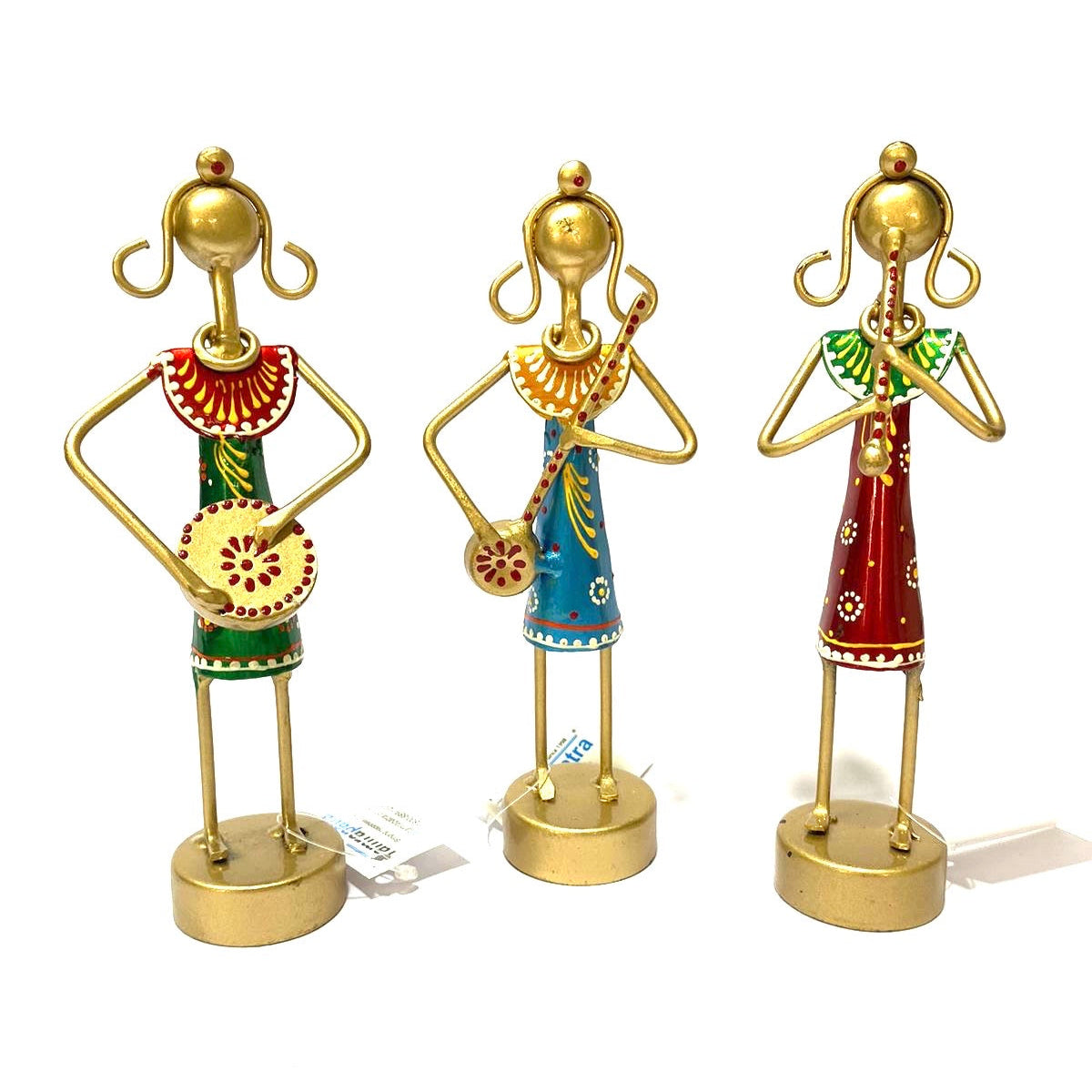 Lady Musicians Metal Artware Showpiece Figurines For Table Top Décor Tamrapatra