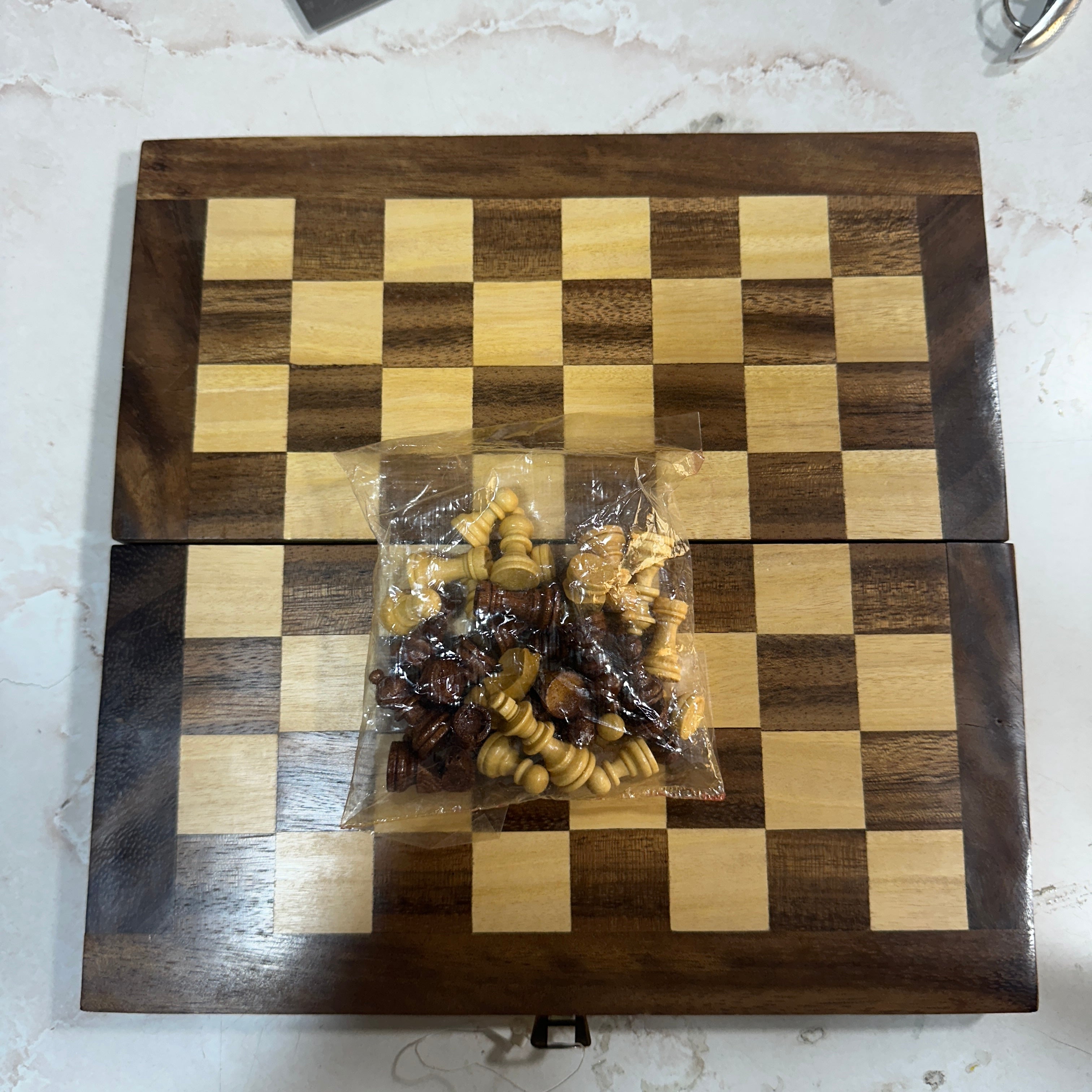 Travel Chess Wooden Carved Pieces Handcrafted Games By Tamrapatra