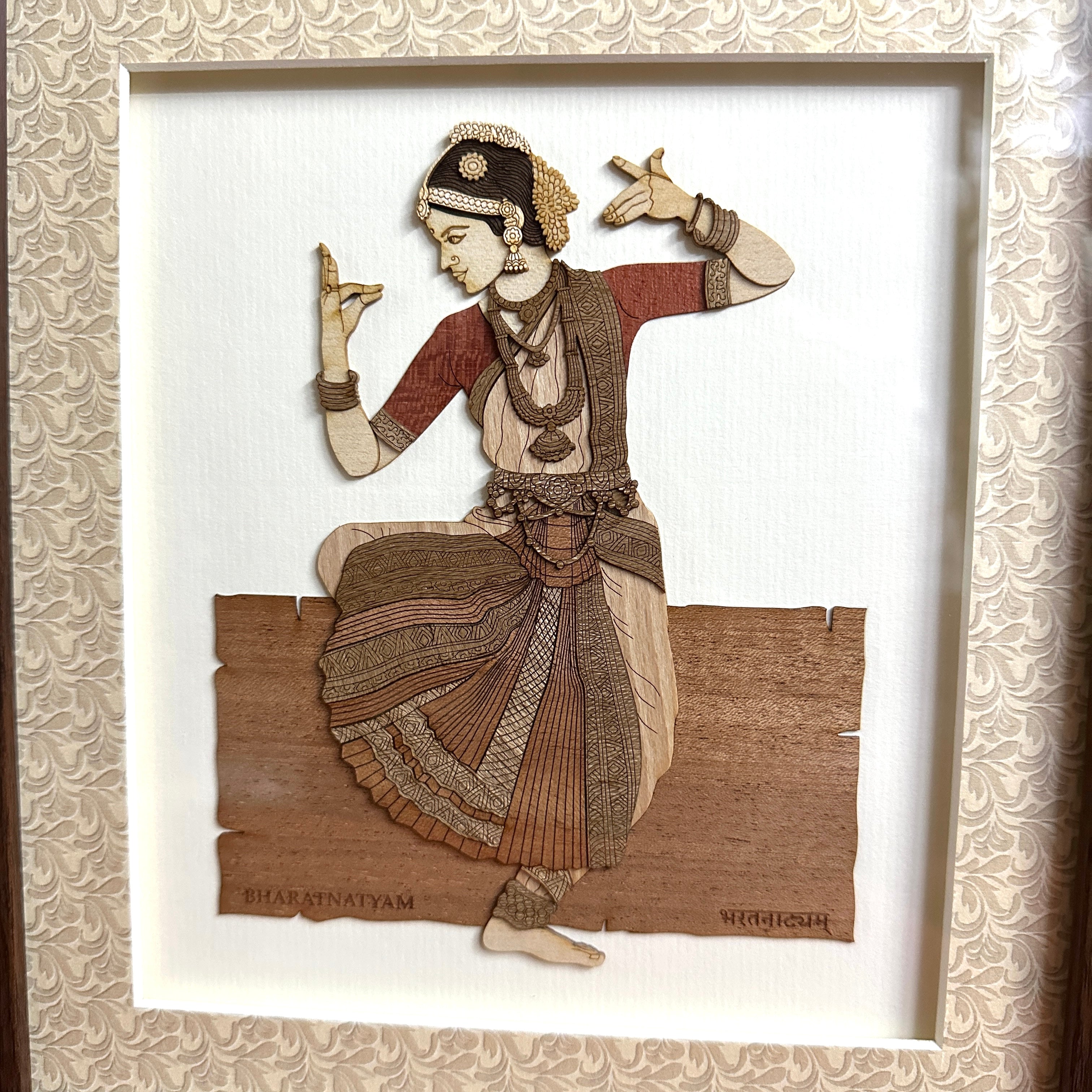 Kathak Bharatnatyam Kathakali Indian Dancer Carved From Wood Tamrapatra