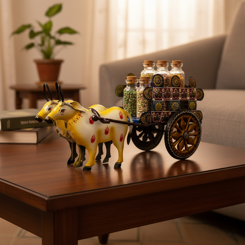 Bullock Cart Exciting Designs Platters Serving Dinning Handmade From Tamrapatra - Tamrapatra