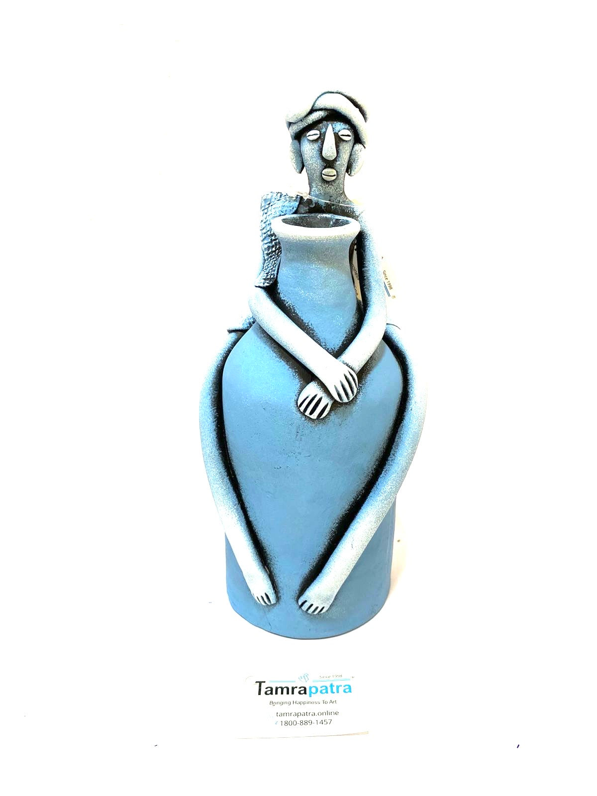 Tribal Man Sitting on Colorful Pot Exclusive Pottery Decoration By Tamrapatra - Tamrapatra