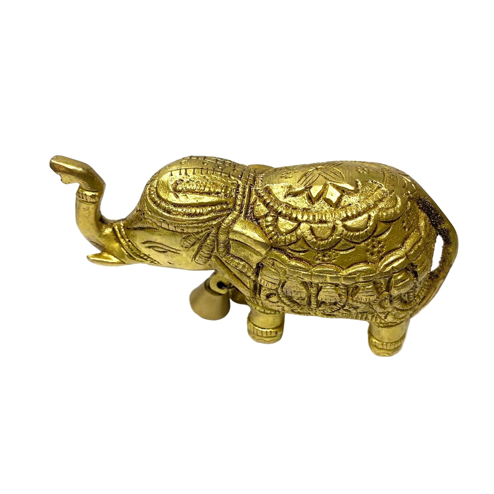 Decorative brass elephant on a white background