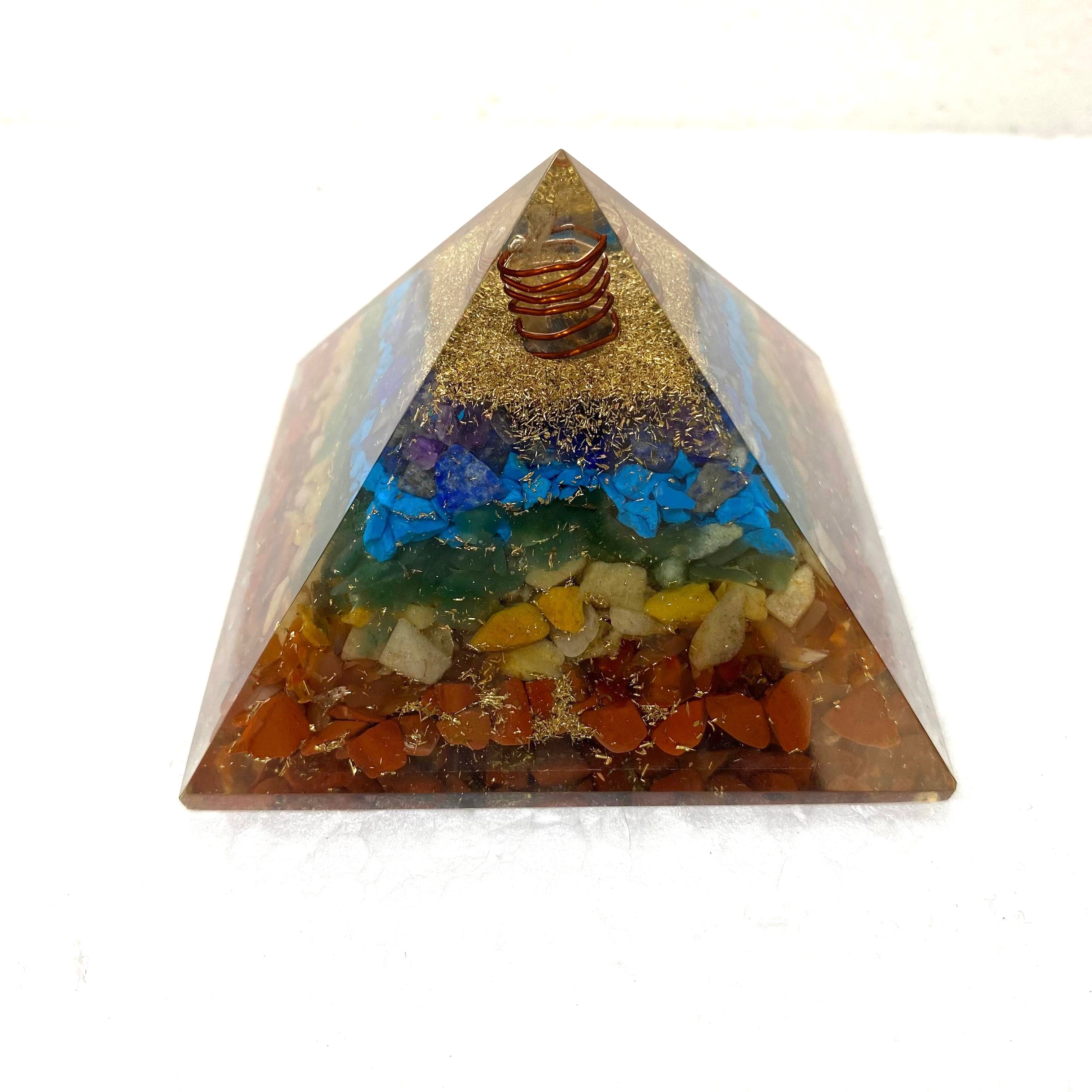 7 Chakra Stone Pyramid Ritualistic Well Being For Study Office Space Tamrapatra