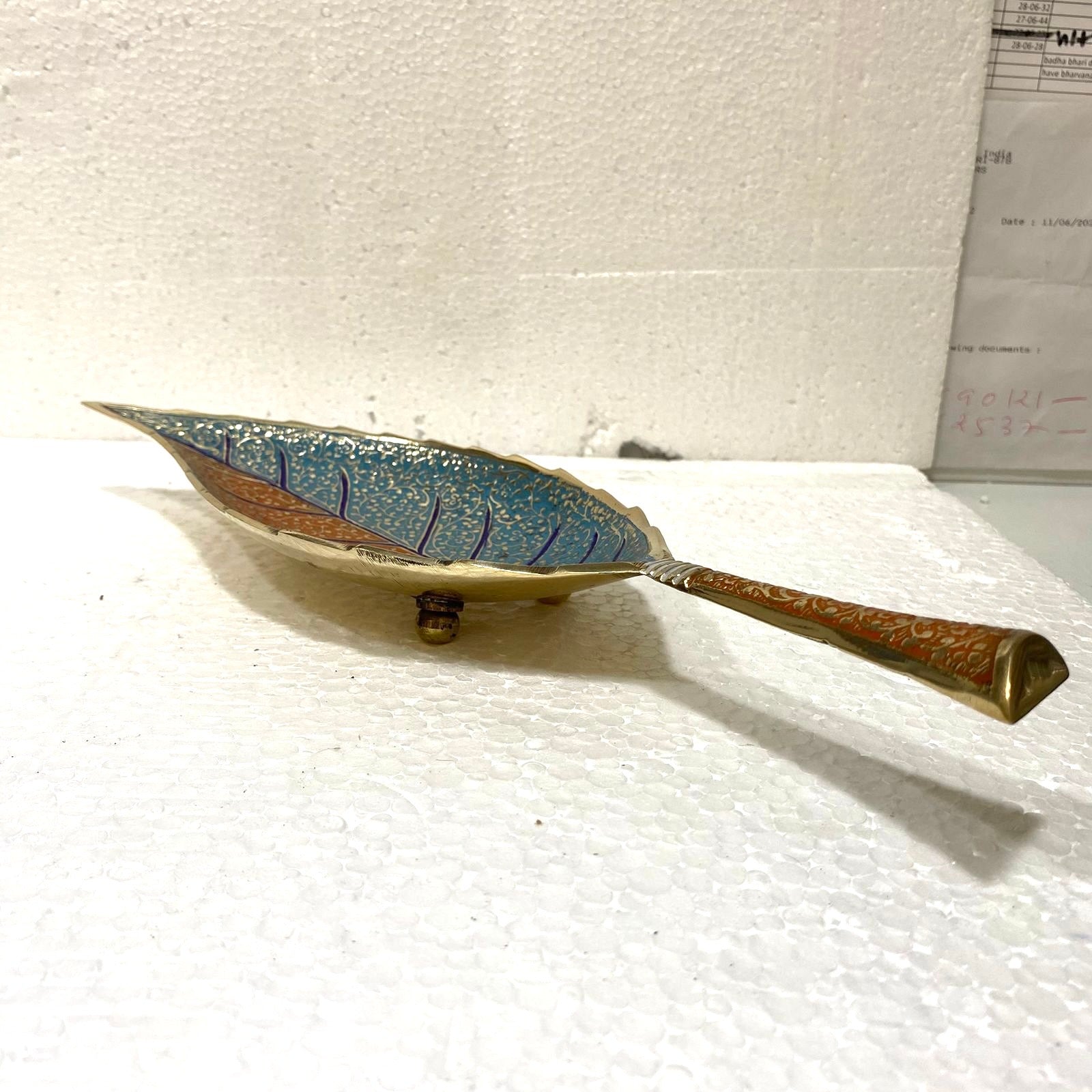 Serving Leaf Platter Brass Royal Design With Indian Craftsmanship Tamrapatra