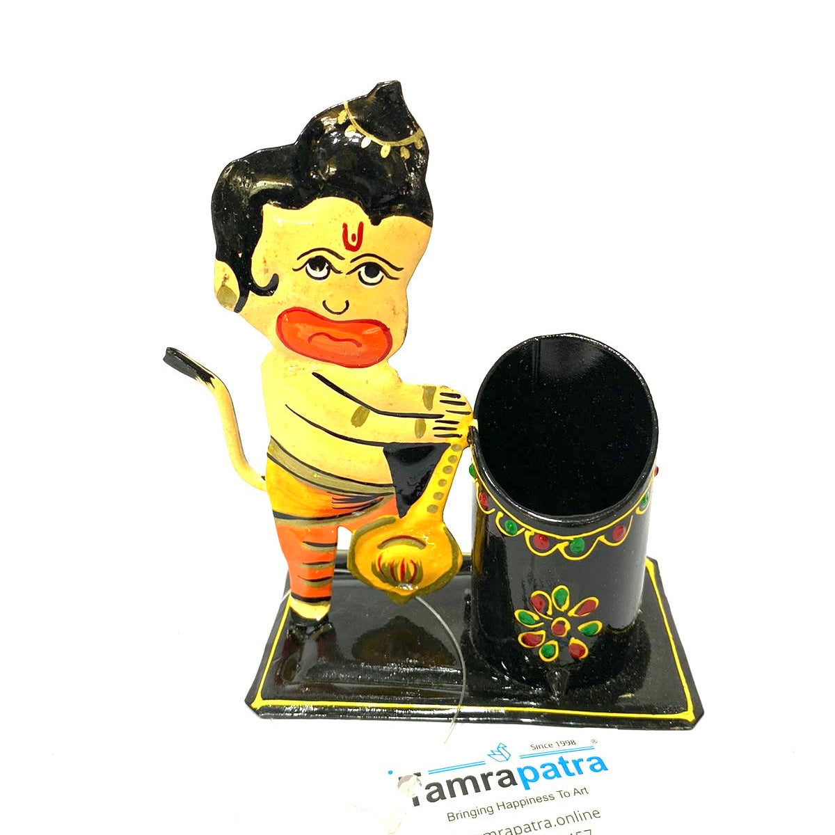 Creative Metal Pen Stand With God Figurine New Arrivals Handmade From Tamrapatra - Tamrapatra