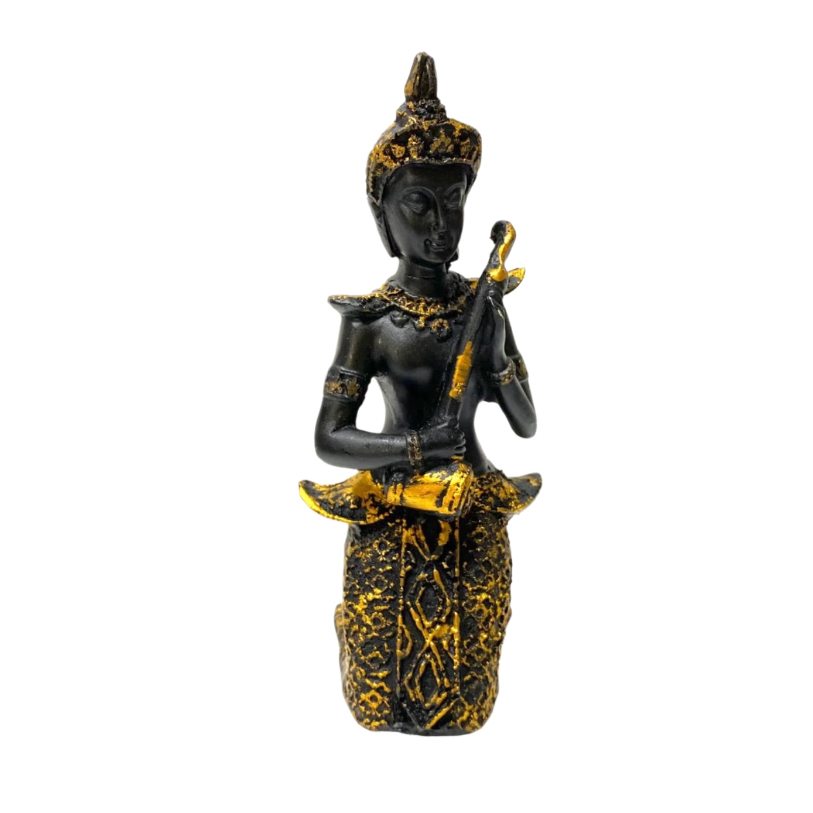 Modern Musicians Lady In Black Gold Holding Instruments Set Of 3 At Tamrapatra