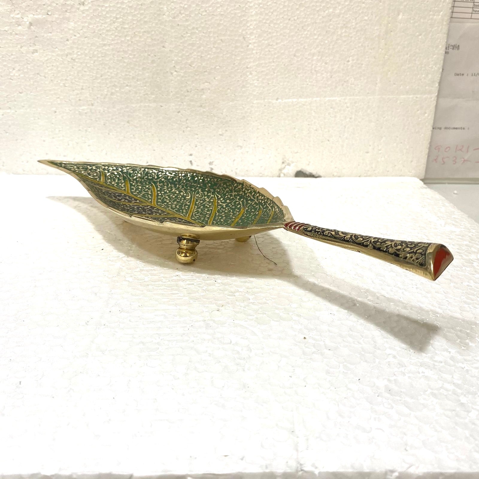 Serving Leaf Platter Brass Royal Design With Indian Craftsmanship Tamrapatra