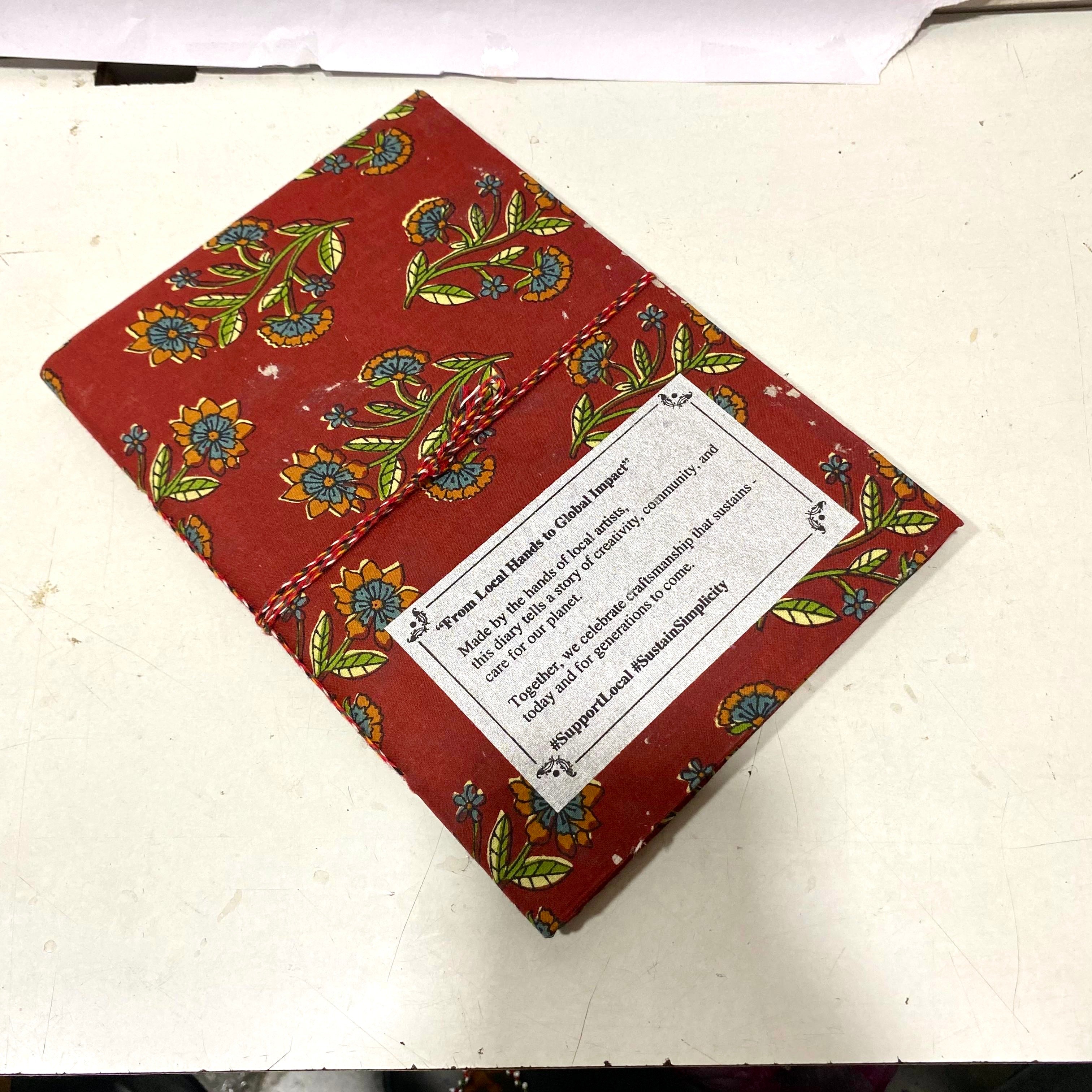 Handmade Paper Diary Gifting Collection Floral Cloth Painting XL Tamrapatra