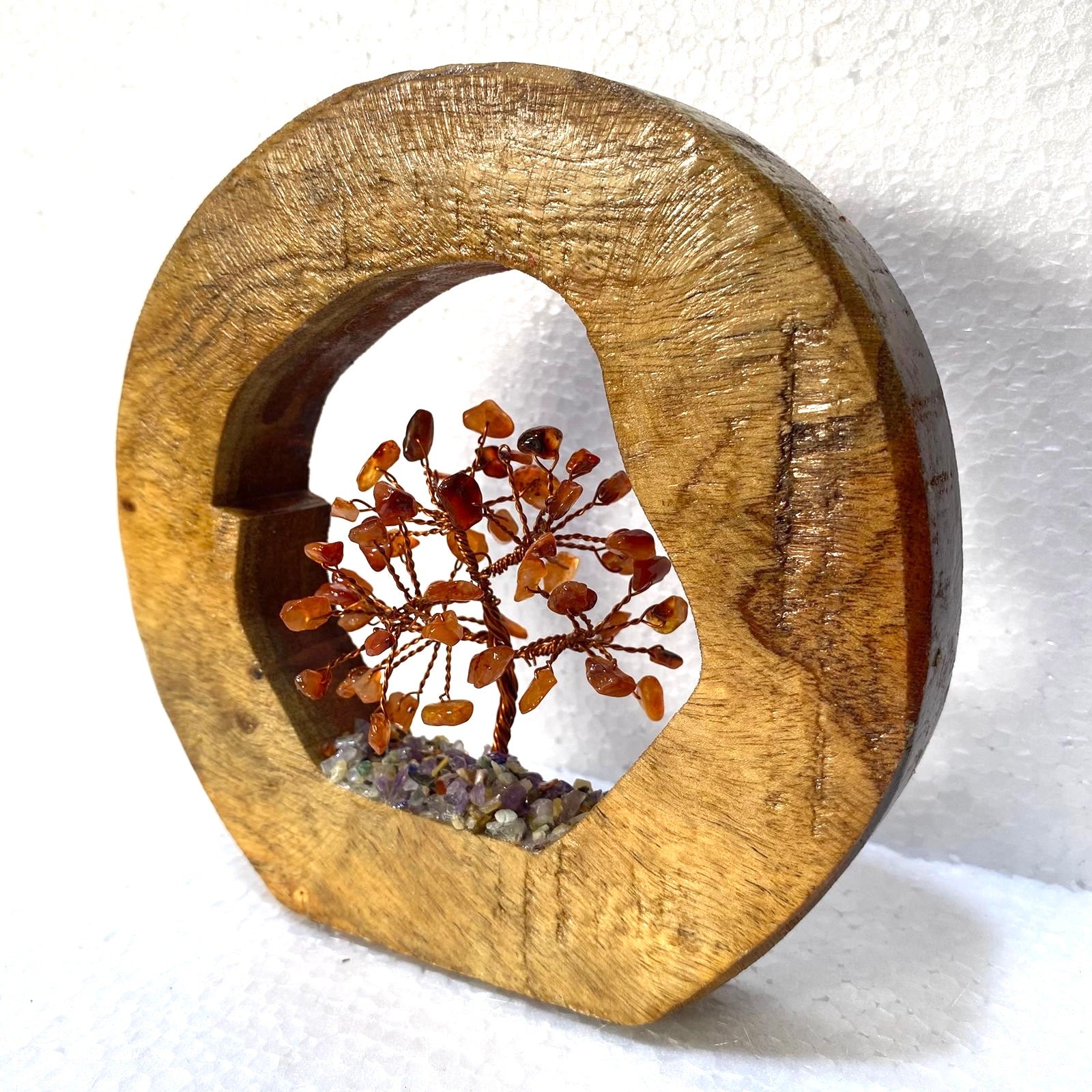 Crystal Tree In Various Shades Inside Wooden Log Creatively Unique Tamrapatra