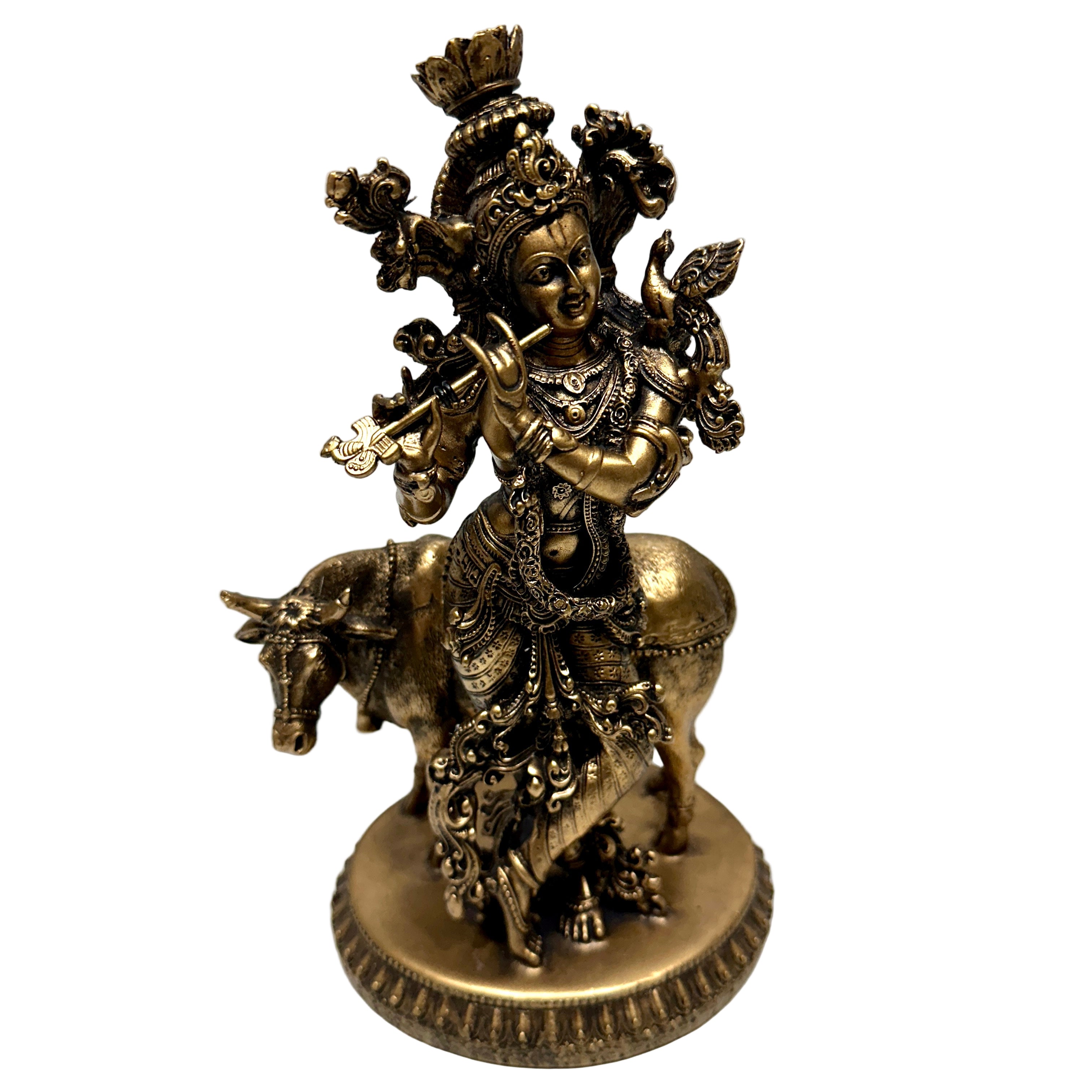 Bronze statue of a deity on a white background