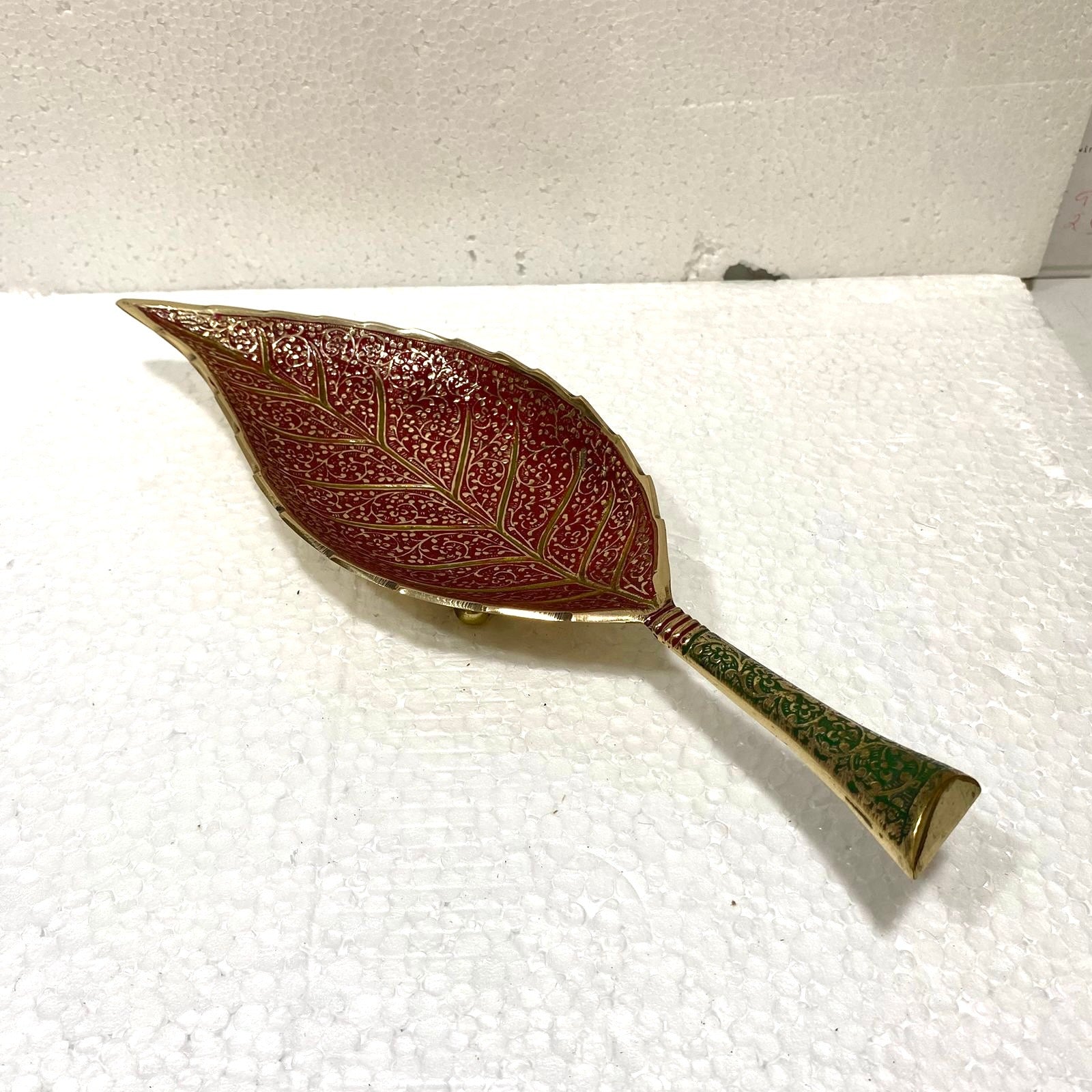 Serving Leaf Platter Brass Royal Design With Indian Craftsmanship Tamrapatra