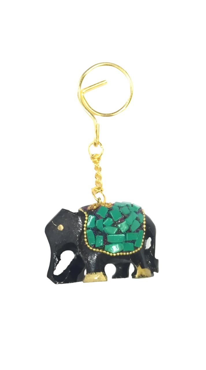 Elephant Hand Painted Keychain Various Beautiful Shades Indian Souvenir Tamrapatra