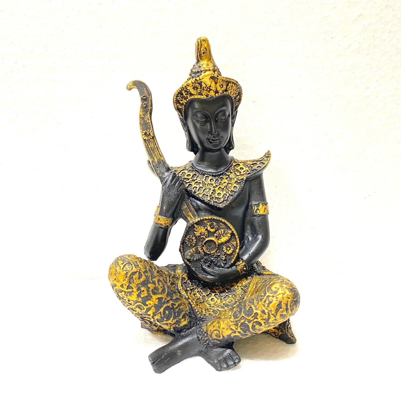 Modern Musicians Lady In Black Gold Holding Instruments Set Of 3 At Tamrapatra