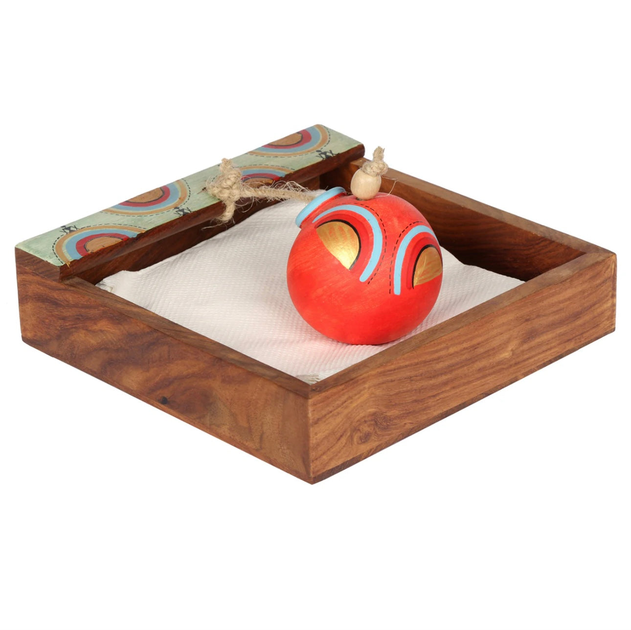 Napkin Holder Painted With Classic Colors Designed Terracotta Pot By Tamrapatra