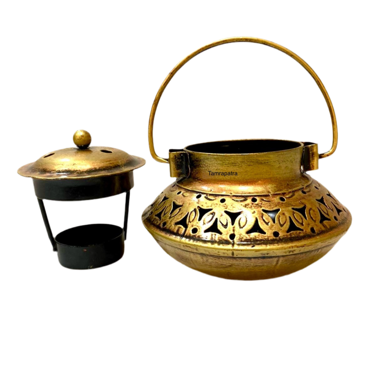 Handi Style Hanging Tea Light Holder Metal Lantern Vintage Art By Tamrapatra - Tamrapatra