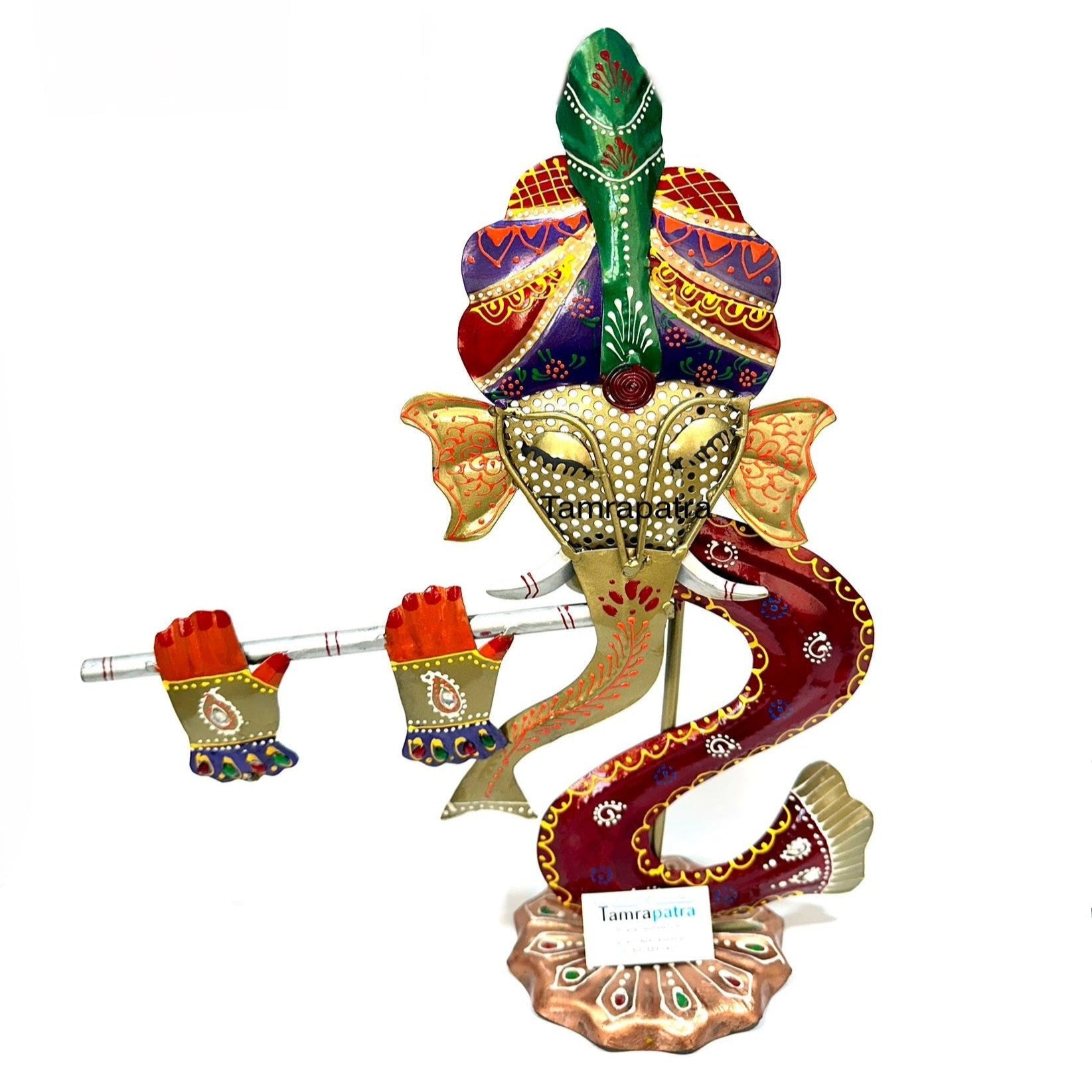 Religious Metal Candle Holders Handcrafted Ganesh Krishna Gifts By Tamrapatra