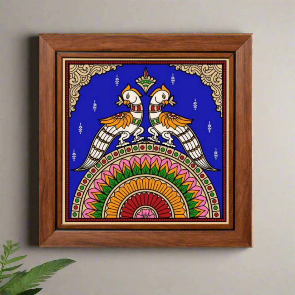 Birds Theme Tanjore Reverse Glass Paintings Frame In Various Designs By Tamrapatra