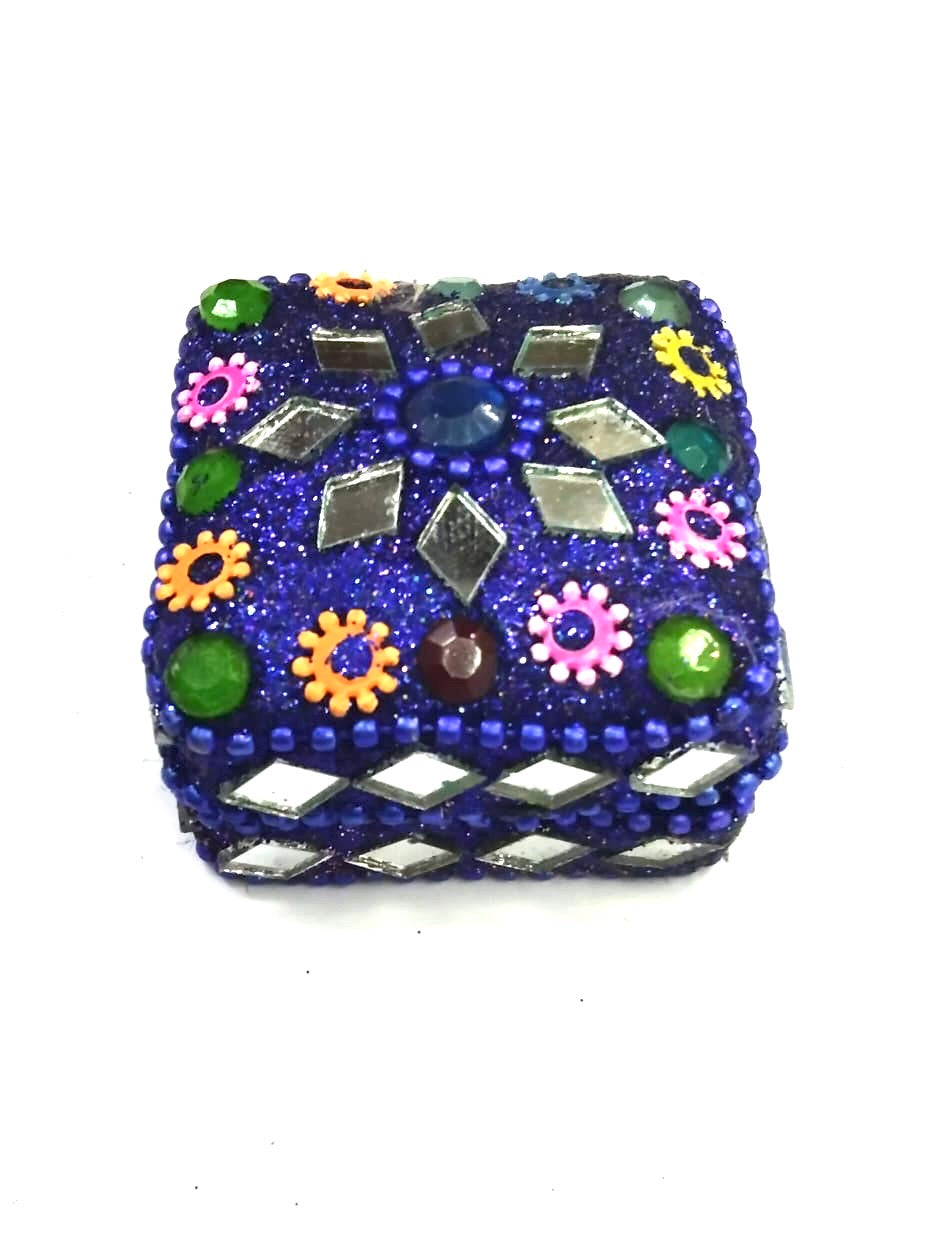 Lacquered Dibbi In Various Shades Square Design Small Handcrafted By Tamrapatra