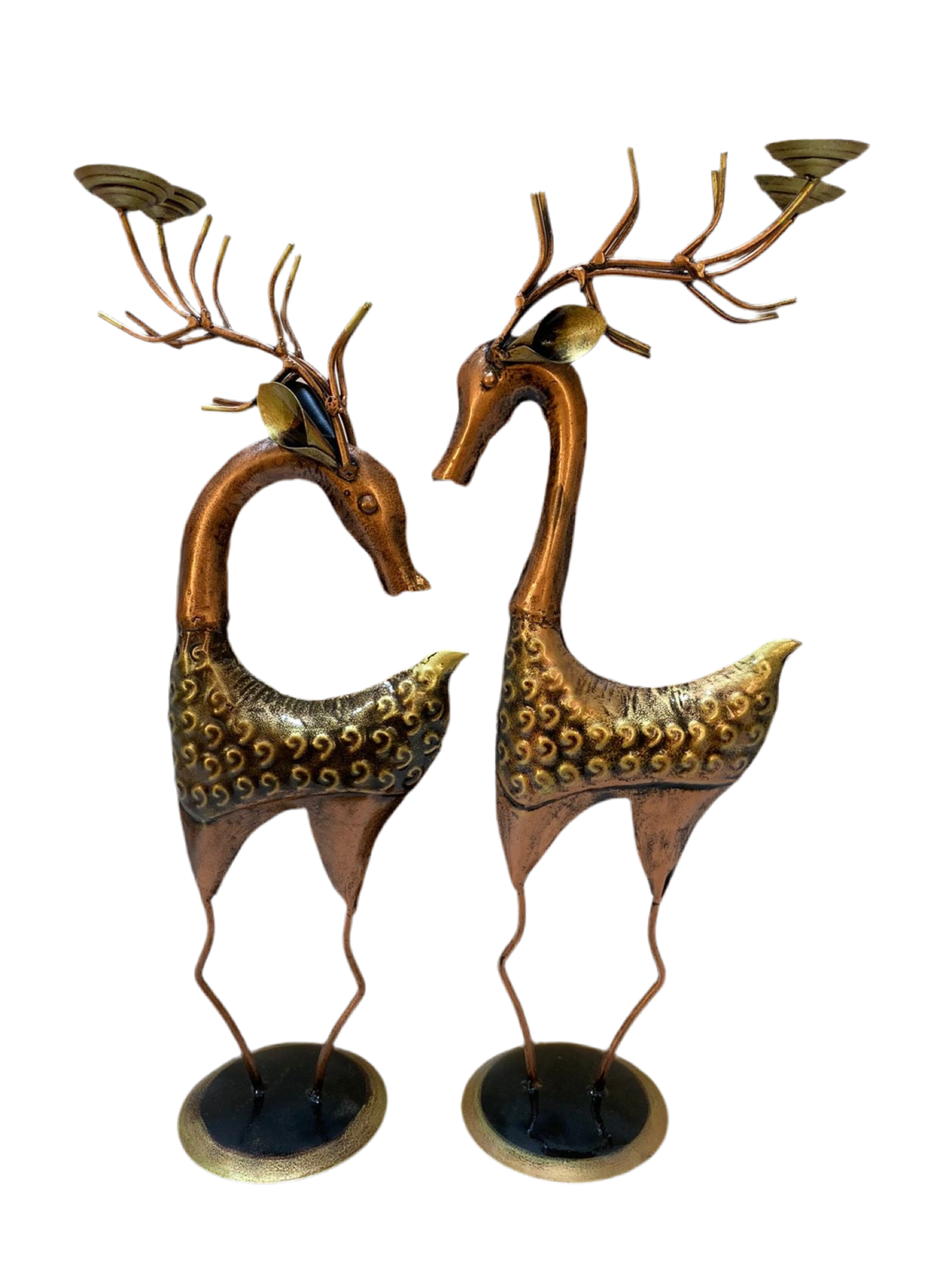 Metal Fascinating Deer In Set Of 2 Decorative Artefact Collection Tamrapatra