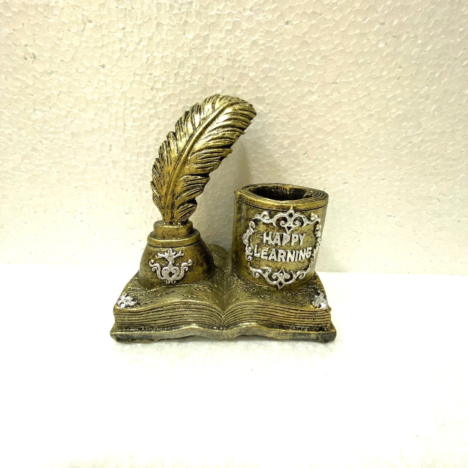 Vintage Replica Art Showpiece Gramophone Globe Feather Book By Tamrapatra