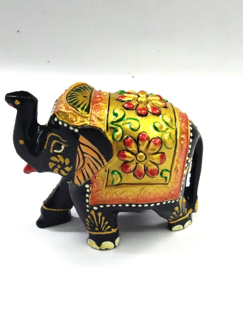 Wooden Elephants Whole Sellers In Various Hand Painted Kundan Style Tamrapatra