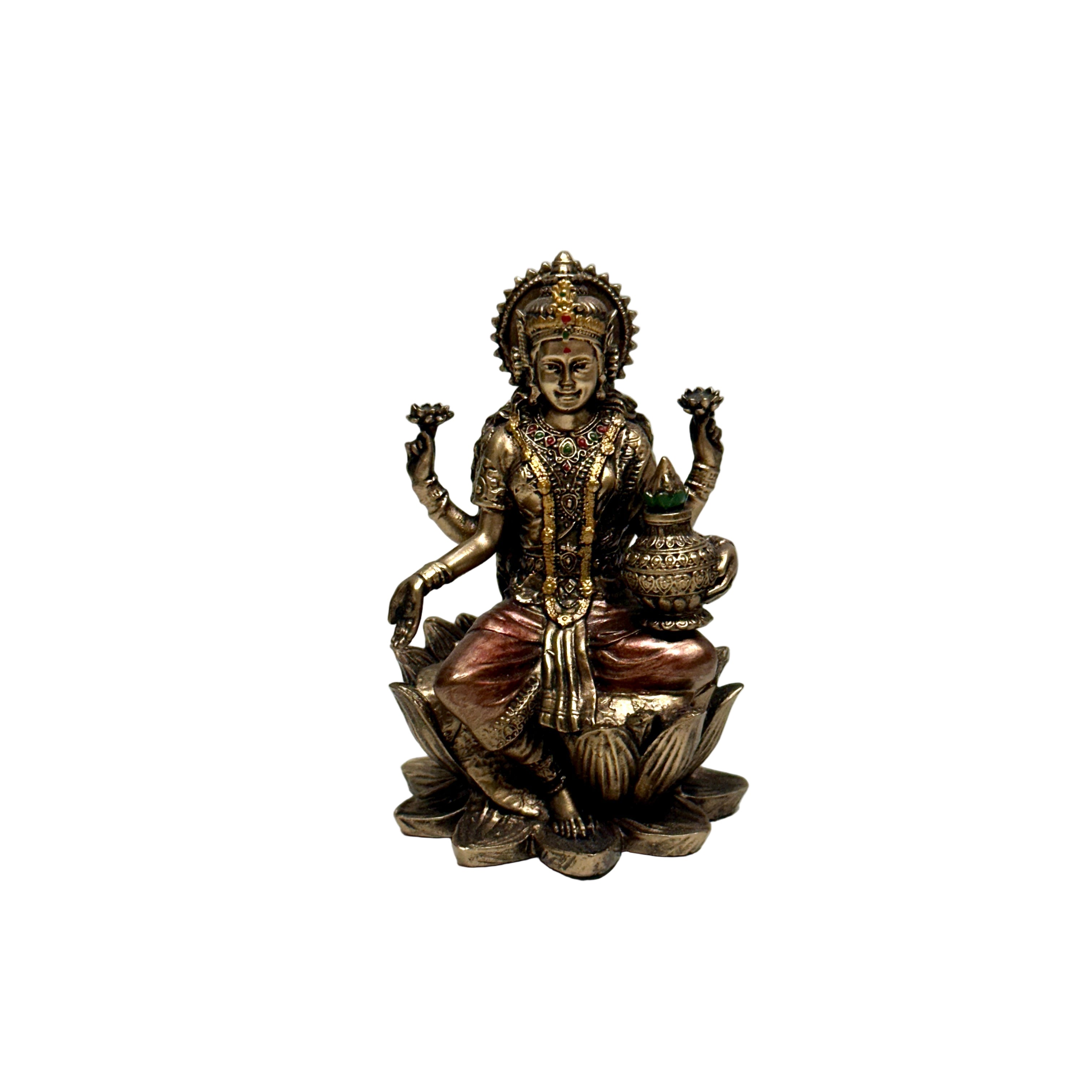 Bronze statue of a deity on a white background