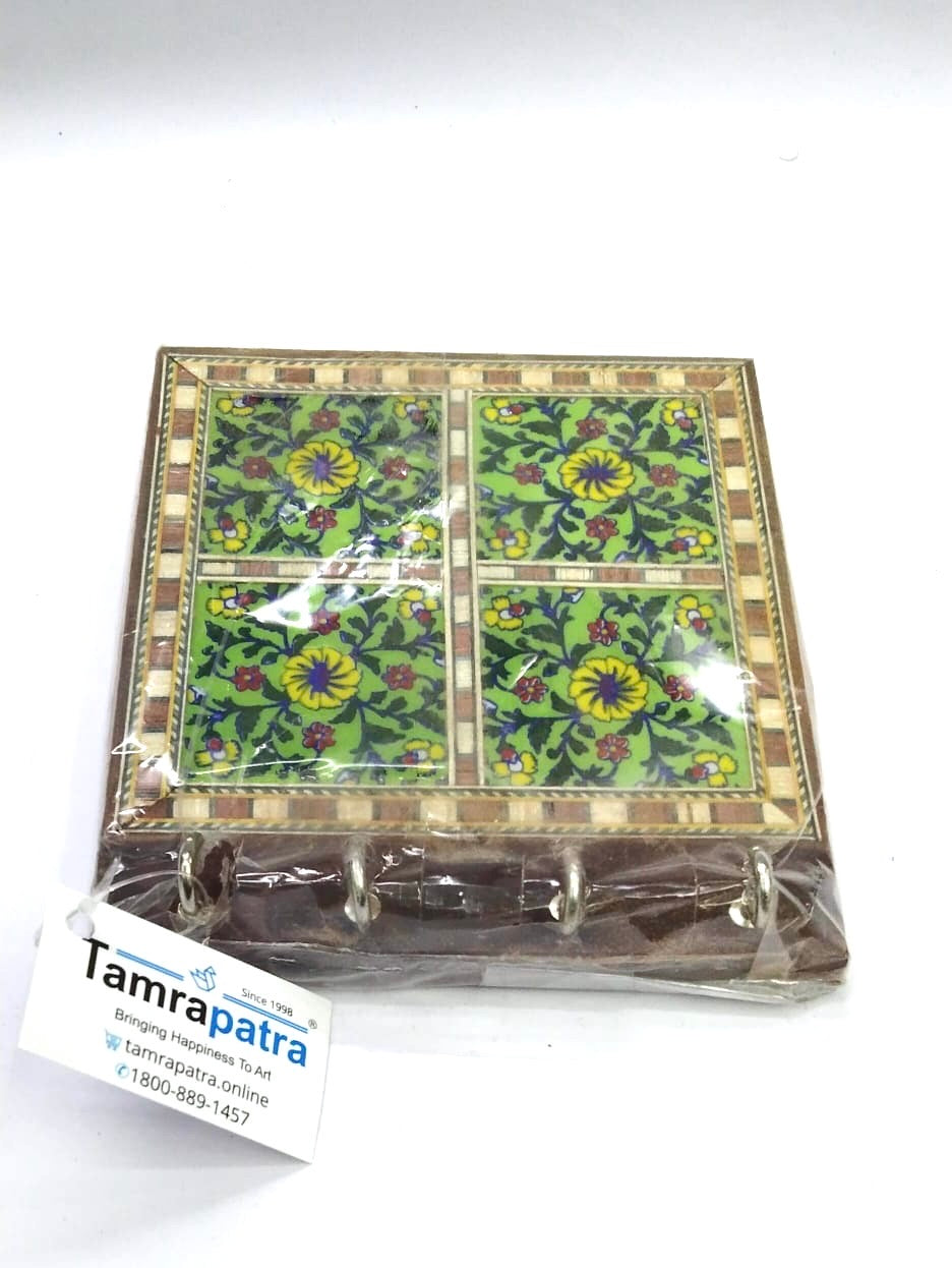 Blue Pottery Tiles Key Holder In Eccentric Designs Exclusive Art From Tamrapatra