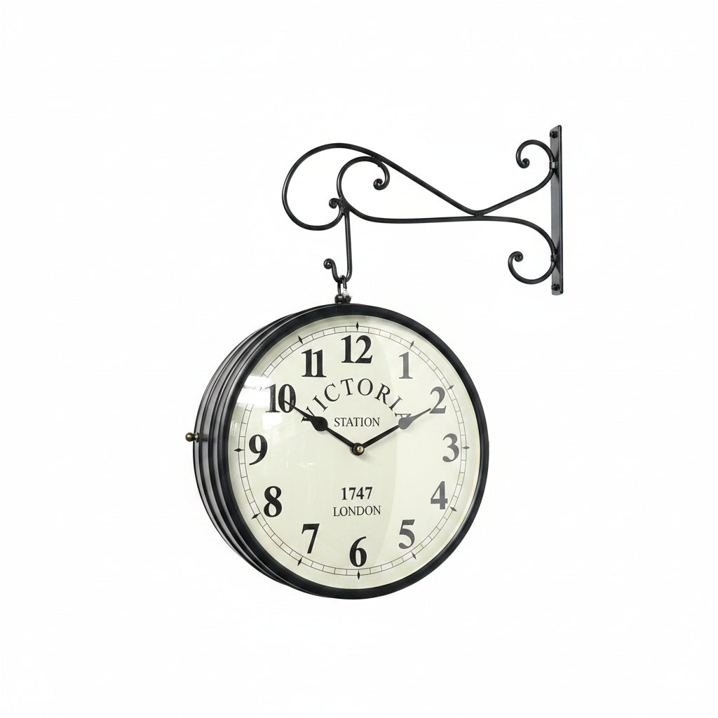 Classic Vintage Designed Hanging Clock On Both Sides 12 Inches By Tamrapatra - Tamrapatra