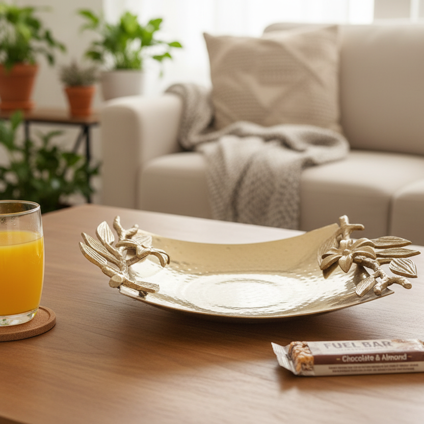 Designer Platter Metal Handcrafted Hammered Design Exclusively From Tamrapatra