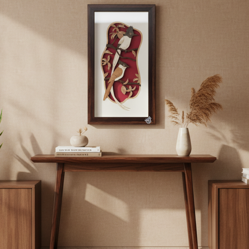 Bird Theme Based On Lovely Red Background Hanging Frames By Tamrapatra - Tamrapatra