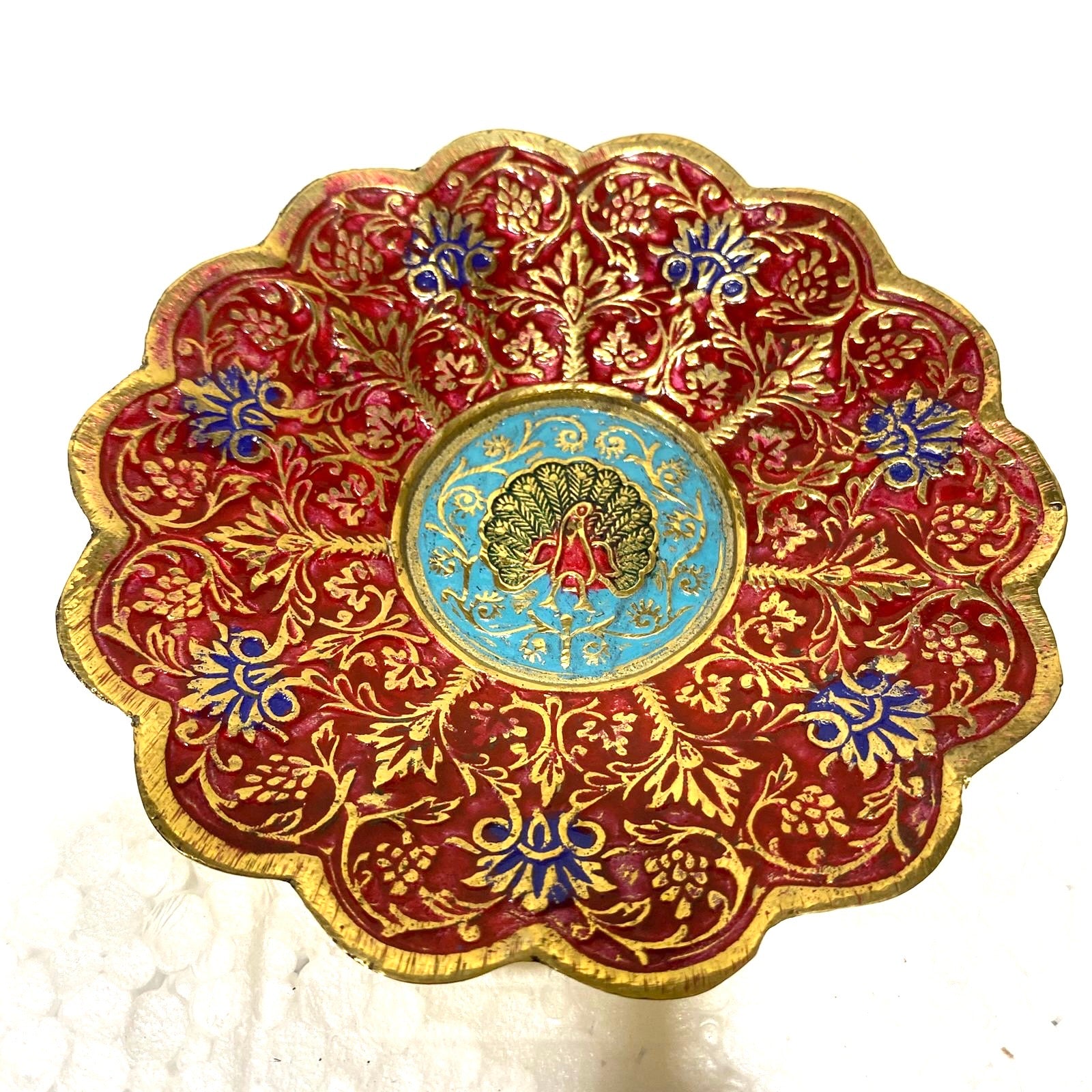 Brass Plate Designer Serving Handcrafted Inlay Work Indian Art By Tamrapatra