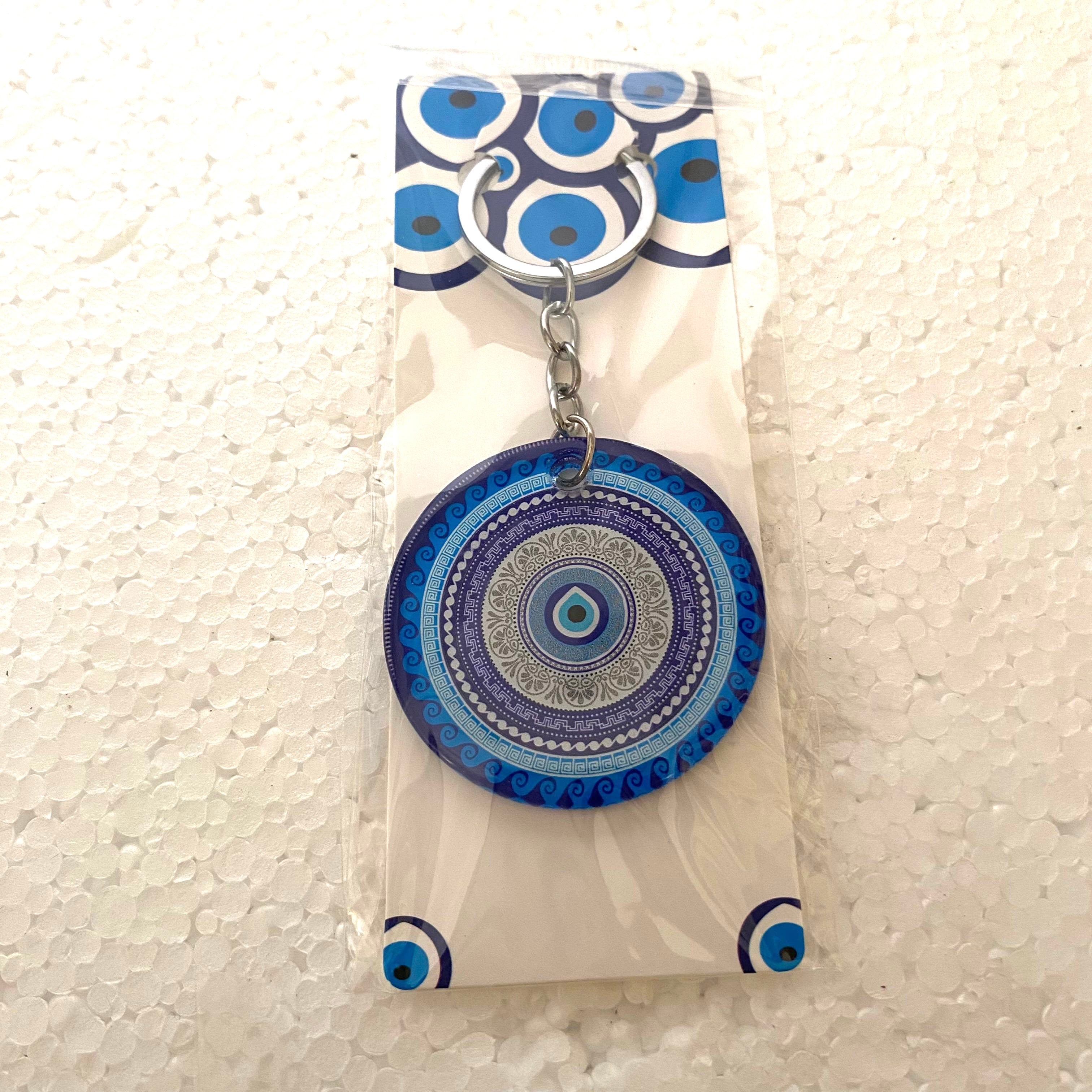 Round Evil Eye Keychains In Various Designs Handmade Gifts By Tamrapatra