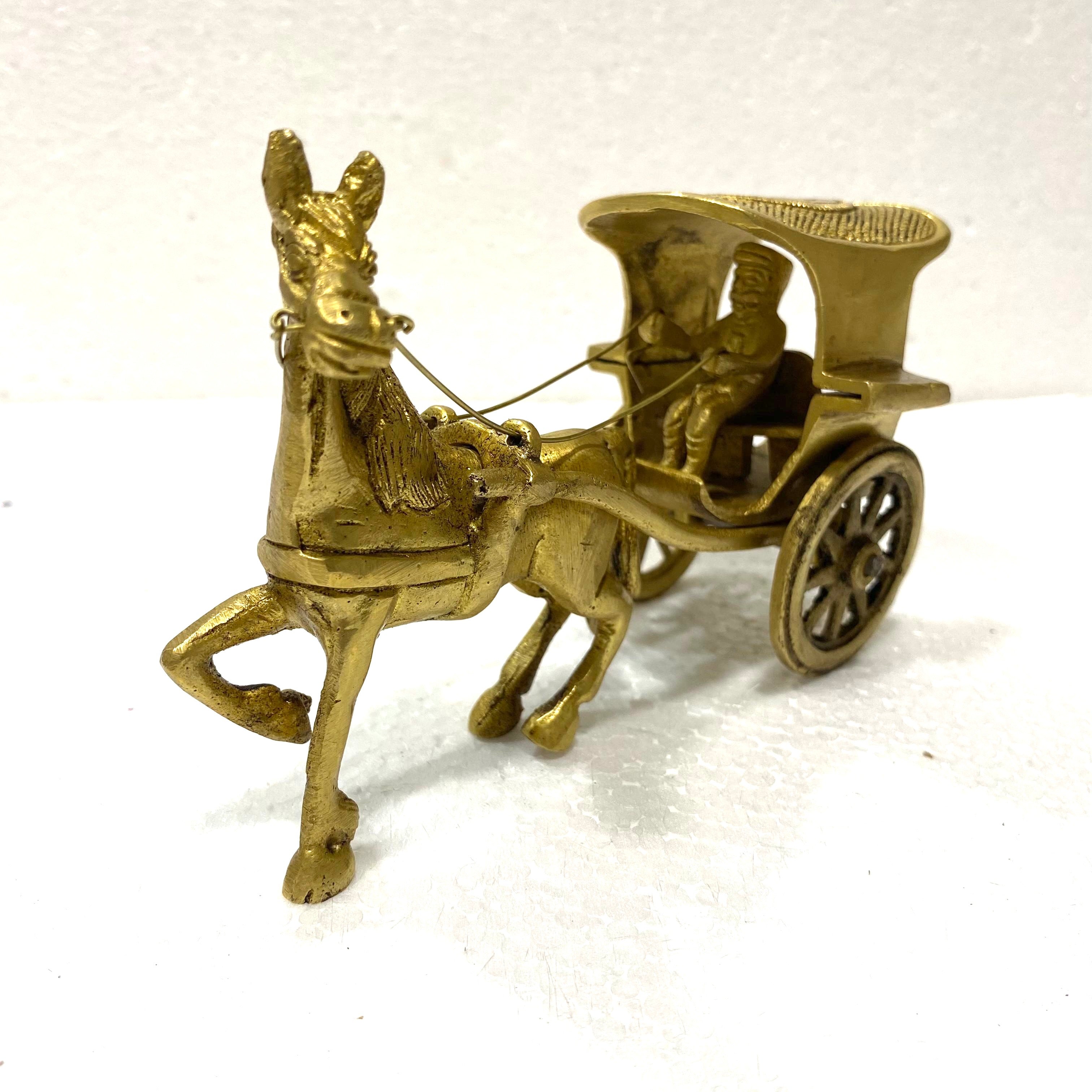 Horse Cart With Villager Beautiful Brass Showpiece Gifts Collection Tamrapatra