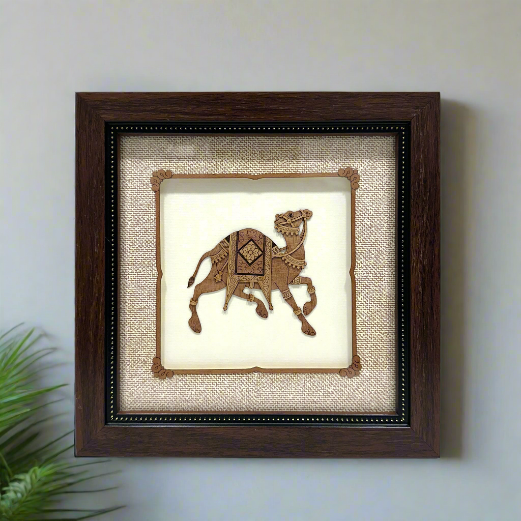 Camel Wooden Animal Depiction Frame Exclusive Artware Available At Tamrapatra