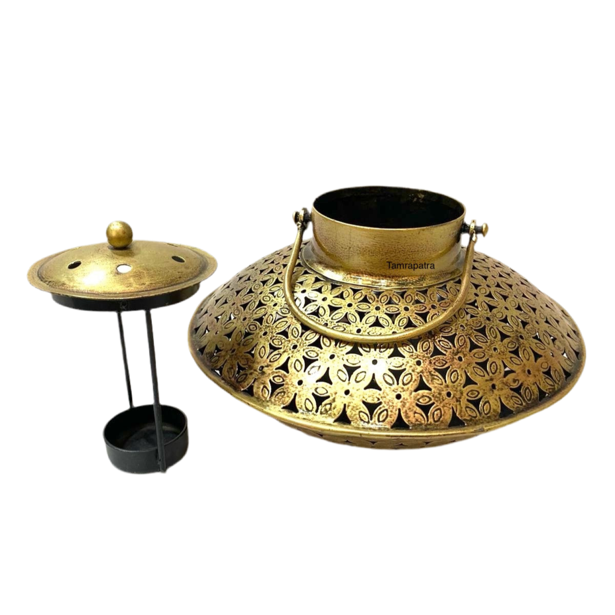 Handi Style Hanging Tea Light Holder Metal Lantern Vintage Art By Tamrapatra - Tamrapatra