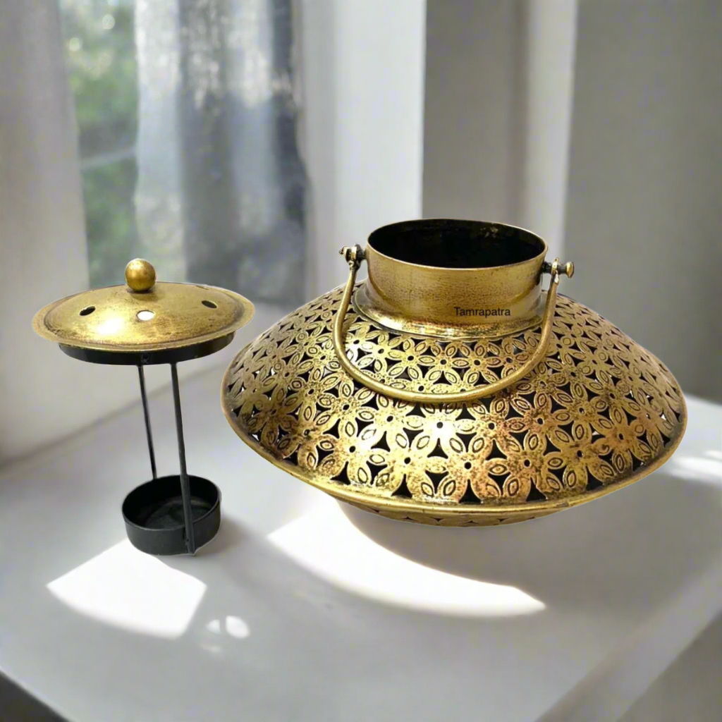 Handi Style Hanging Tea Light Holder Metal Lantern Vintage Art By Tamrapatra - Tamrapatra