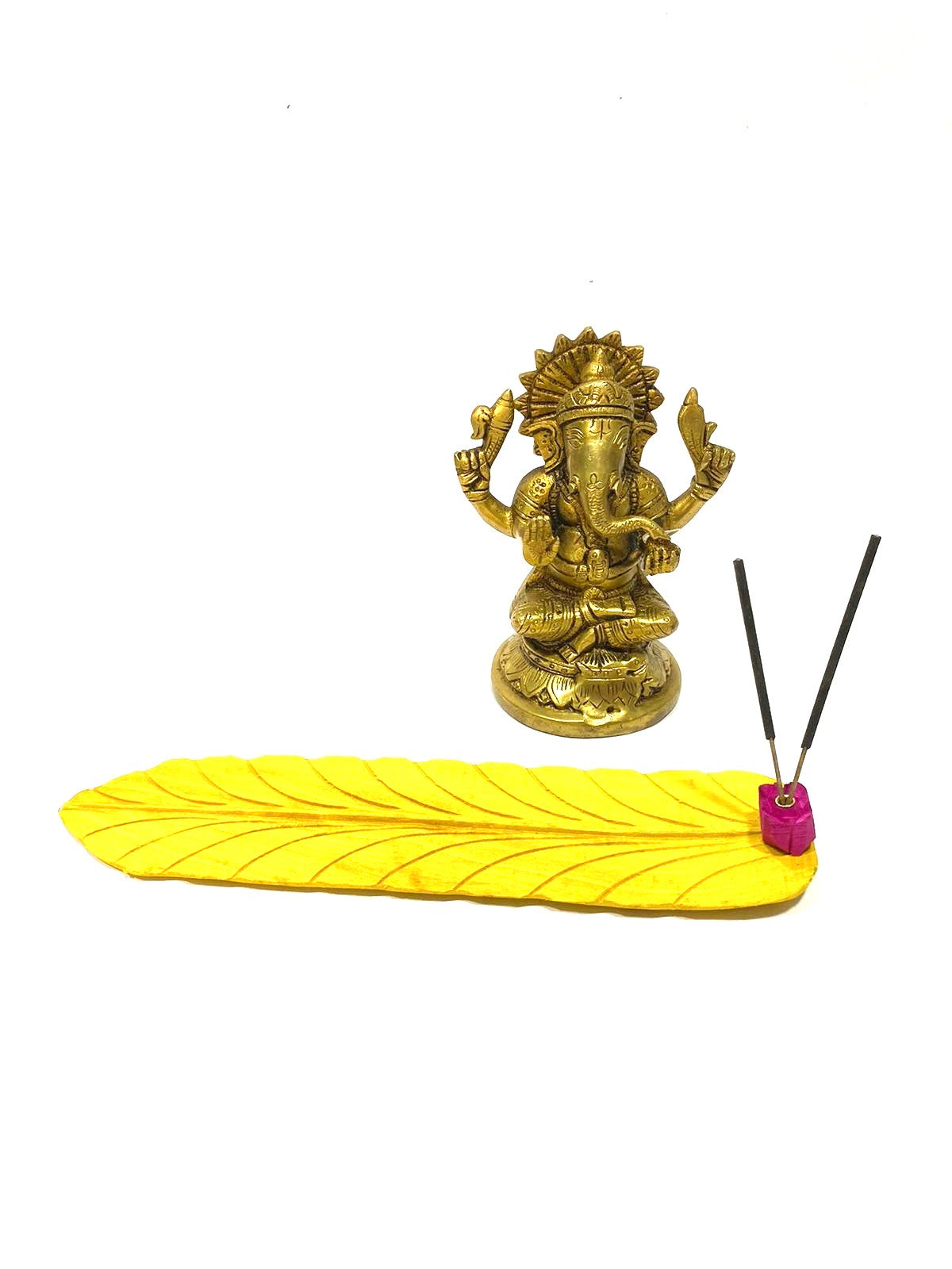 Incense Stick Holder In Banana Leaf Style Unique Handmade India By Tamrapatra