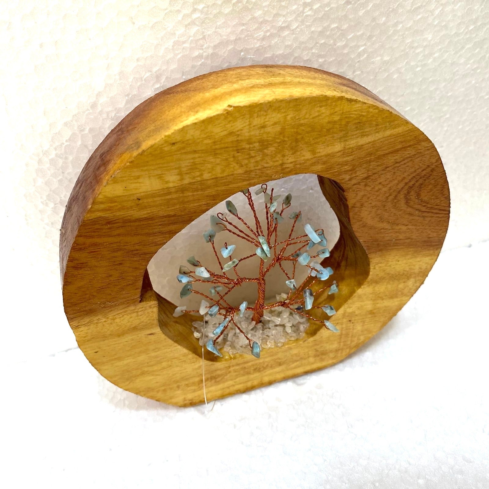 Crystal Tree In Various Shades Inside Wooden Log Creatively Unique Tamrapatra