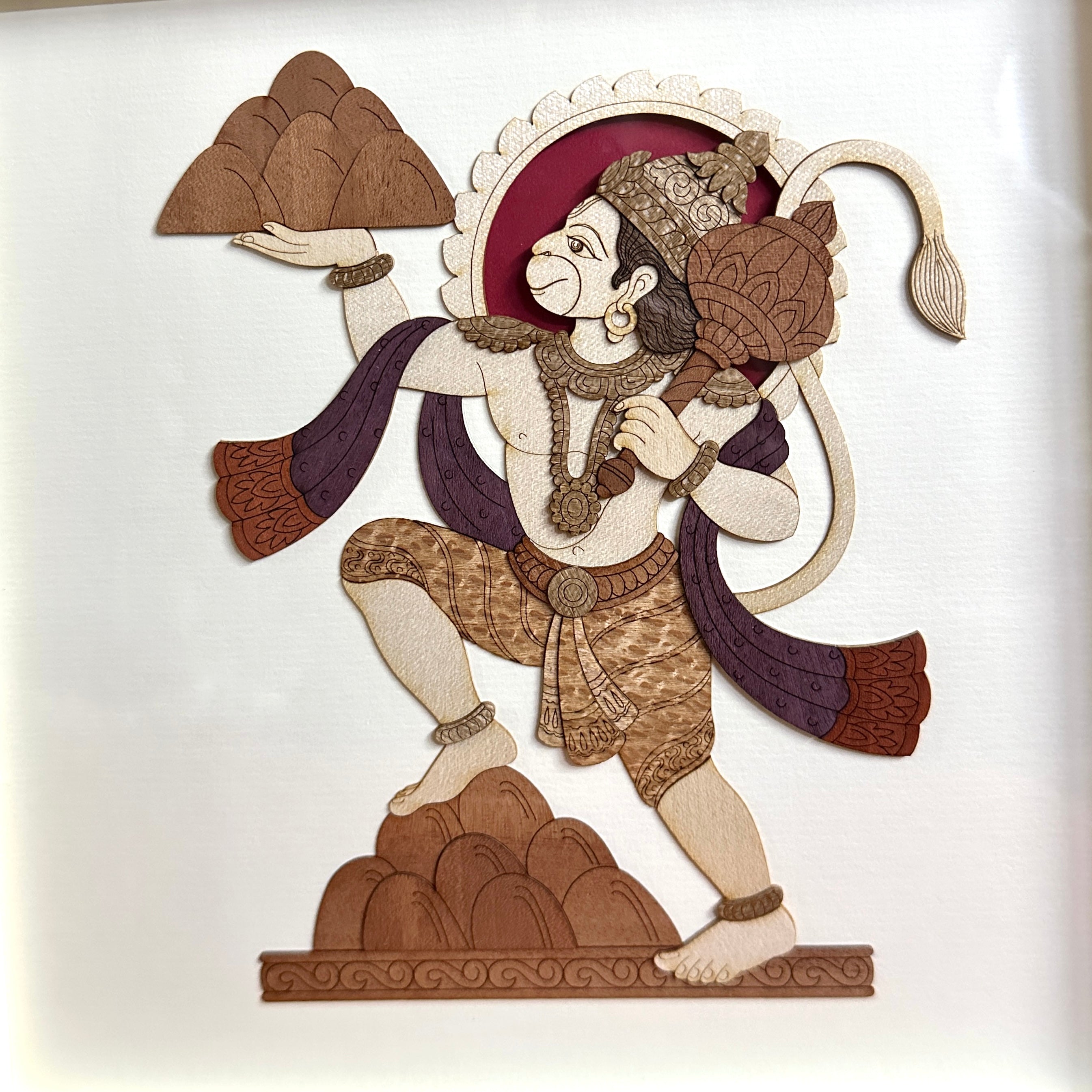 Premium God Shrinathji & Hanumanji In 3D Wooden Art Frame By Tamrapatra