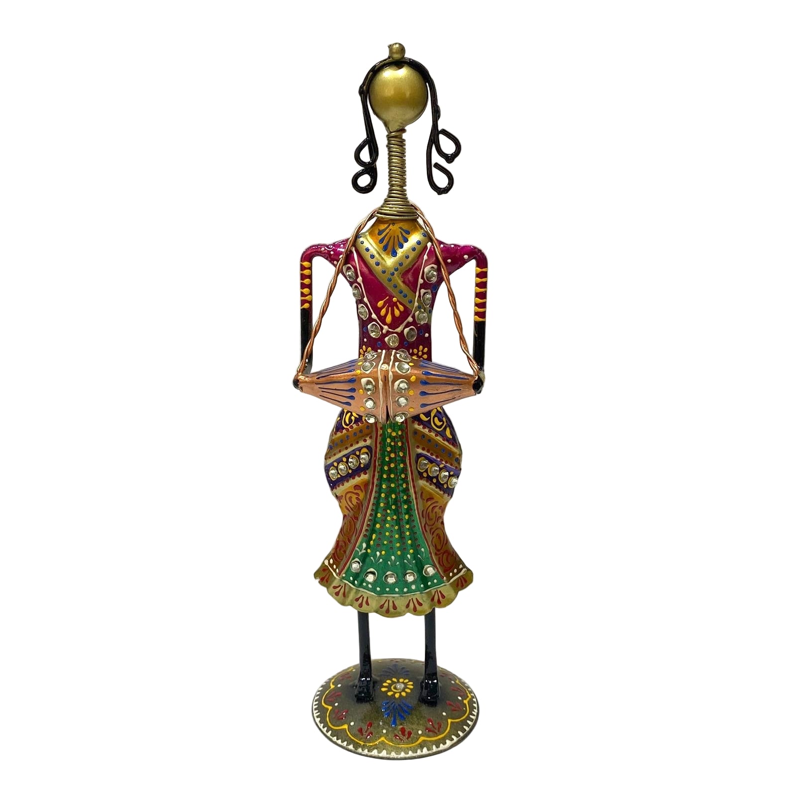 Standing Lady Playing Various Musical Instruments Metal Craft Tamrapatra - Tamrapatra