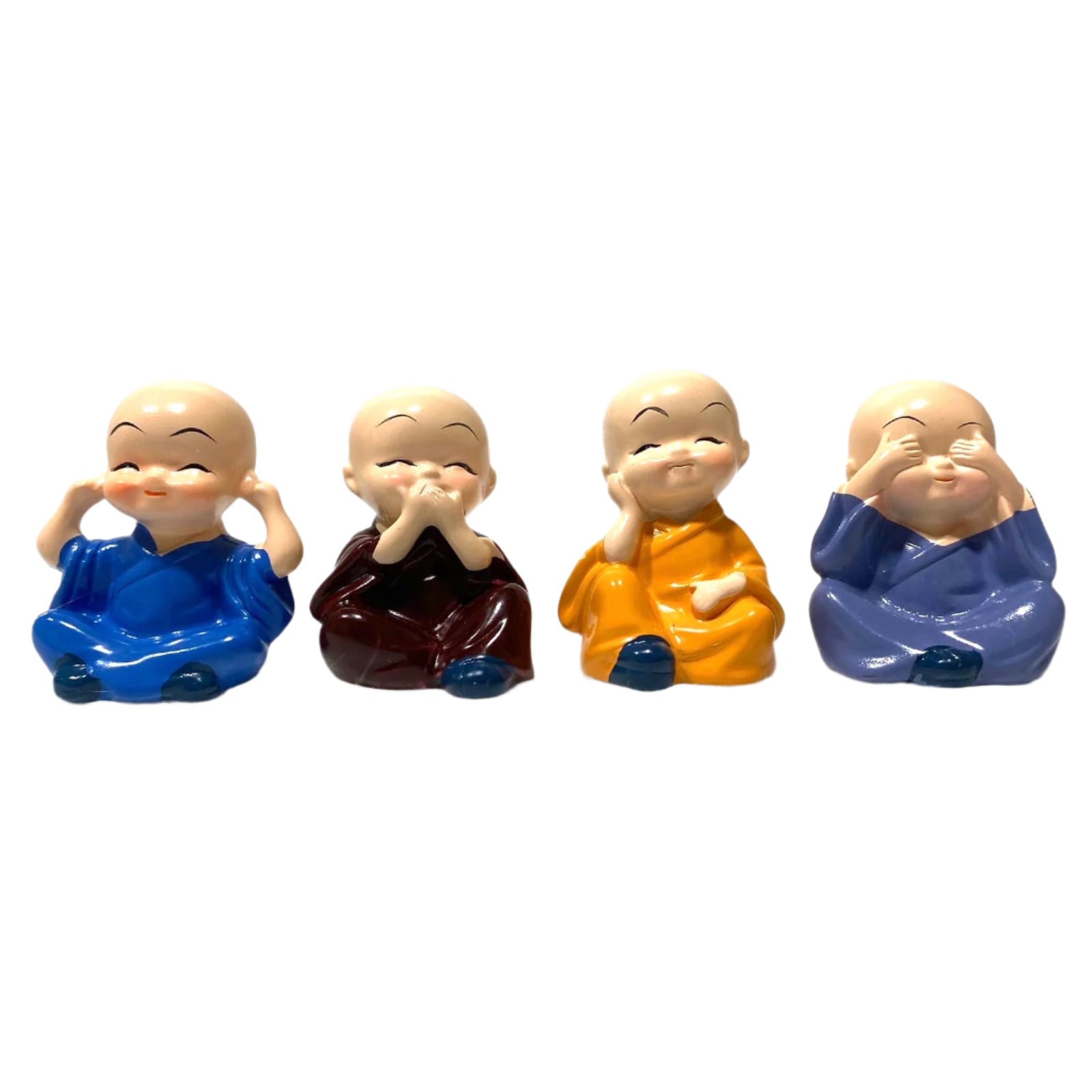 Multicolor Monks In Set Of 4 Vibrant Shades Good Luck Gifting's Tamrapatra